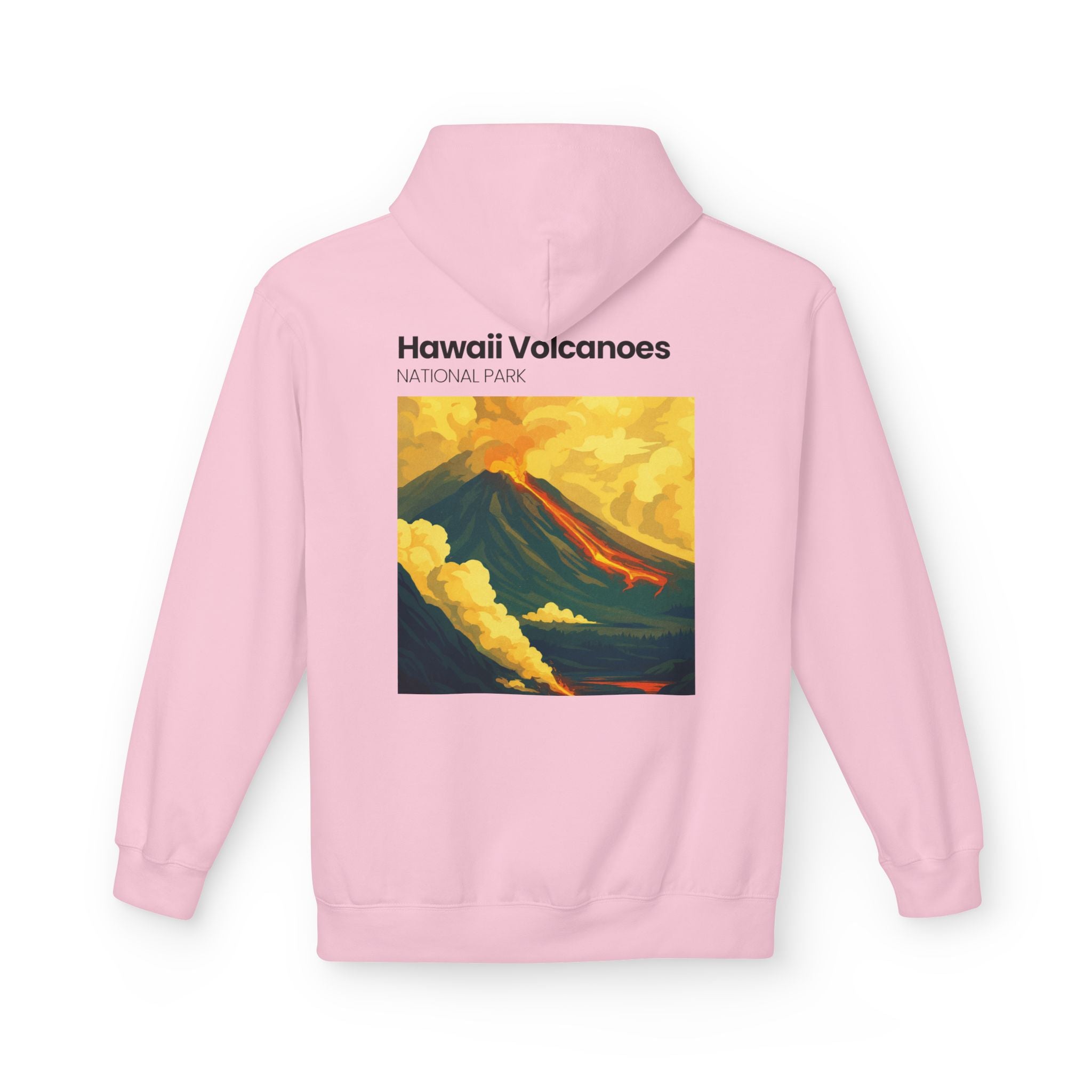 Hawaii Volcanoes National Park Volcano Illustration Hoodie | Vintage Travel Poster Style