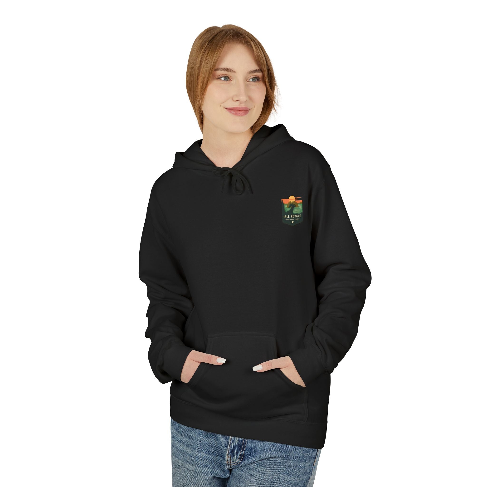 Mountain Sunset Badge Hoodie | Minimal Outdoor Patch Design