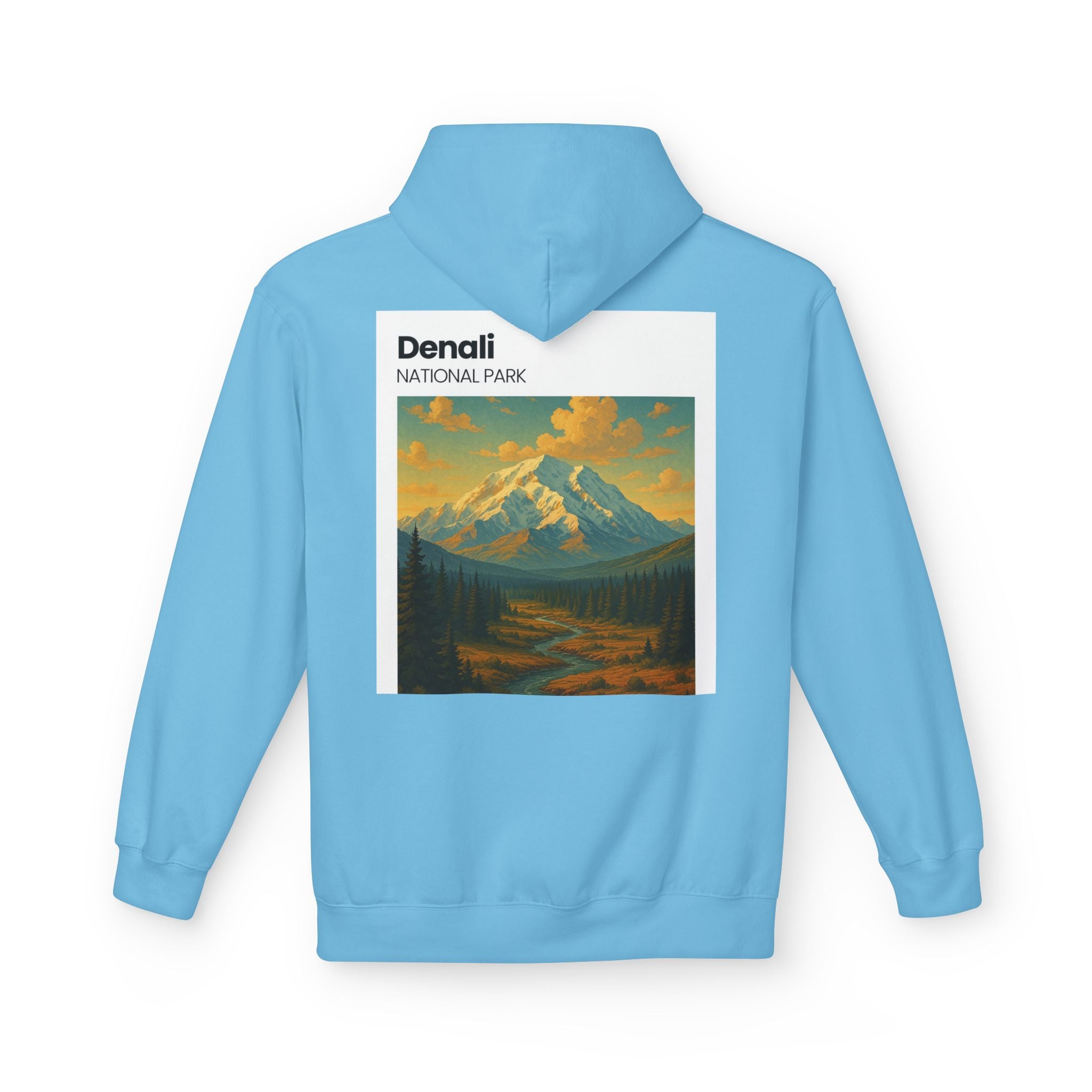 Mini Sunset Surf Patch Hoodie | Palm Tree Beach Graphic, White Chest Print