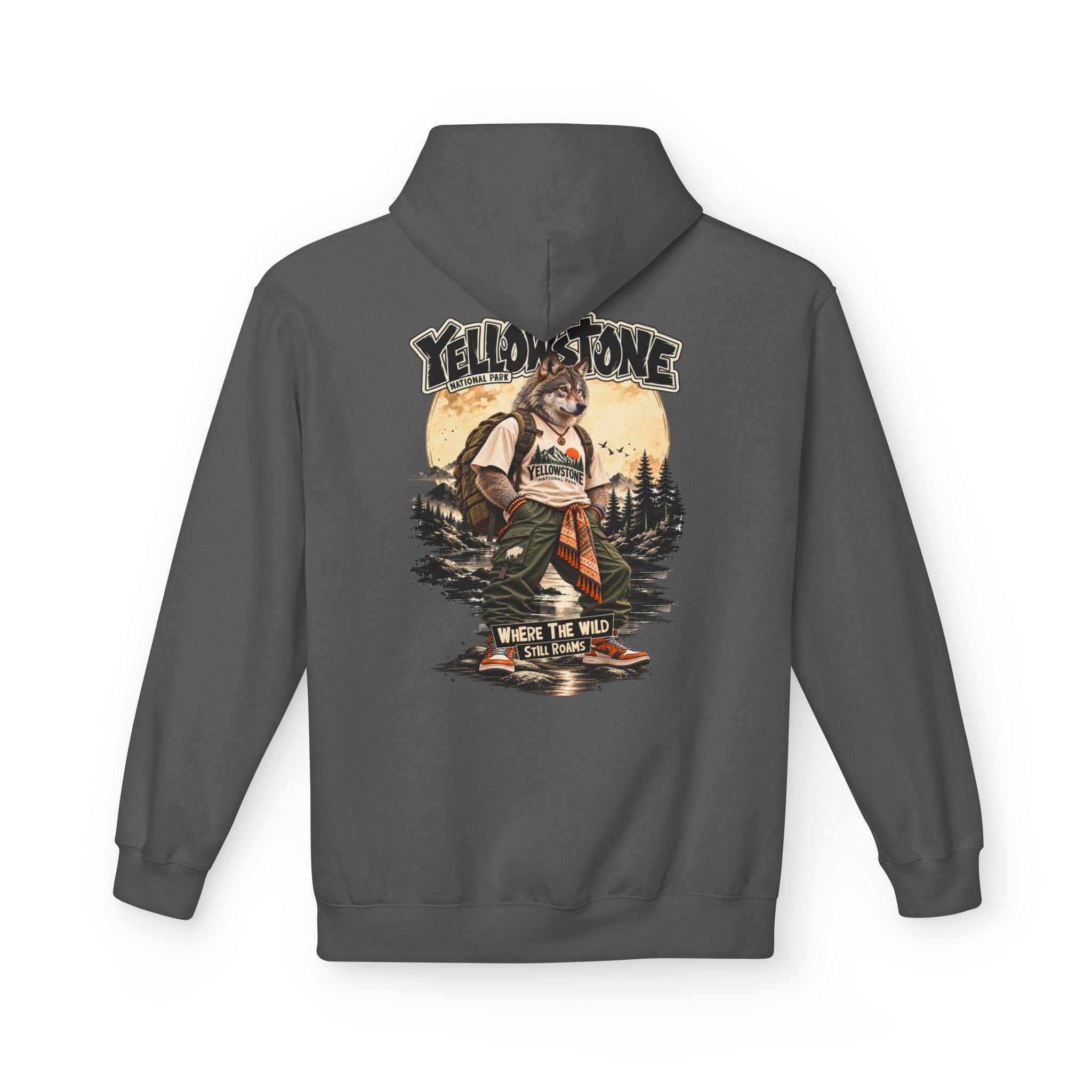 Yellowstone Wolf – Where the Wild Still Roams Hoodie Model1