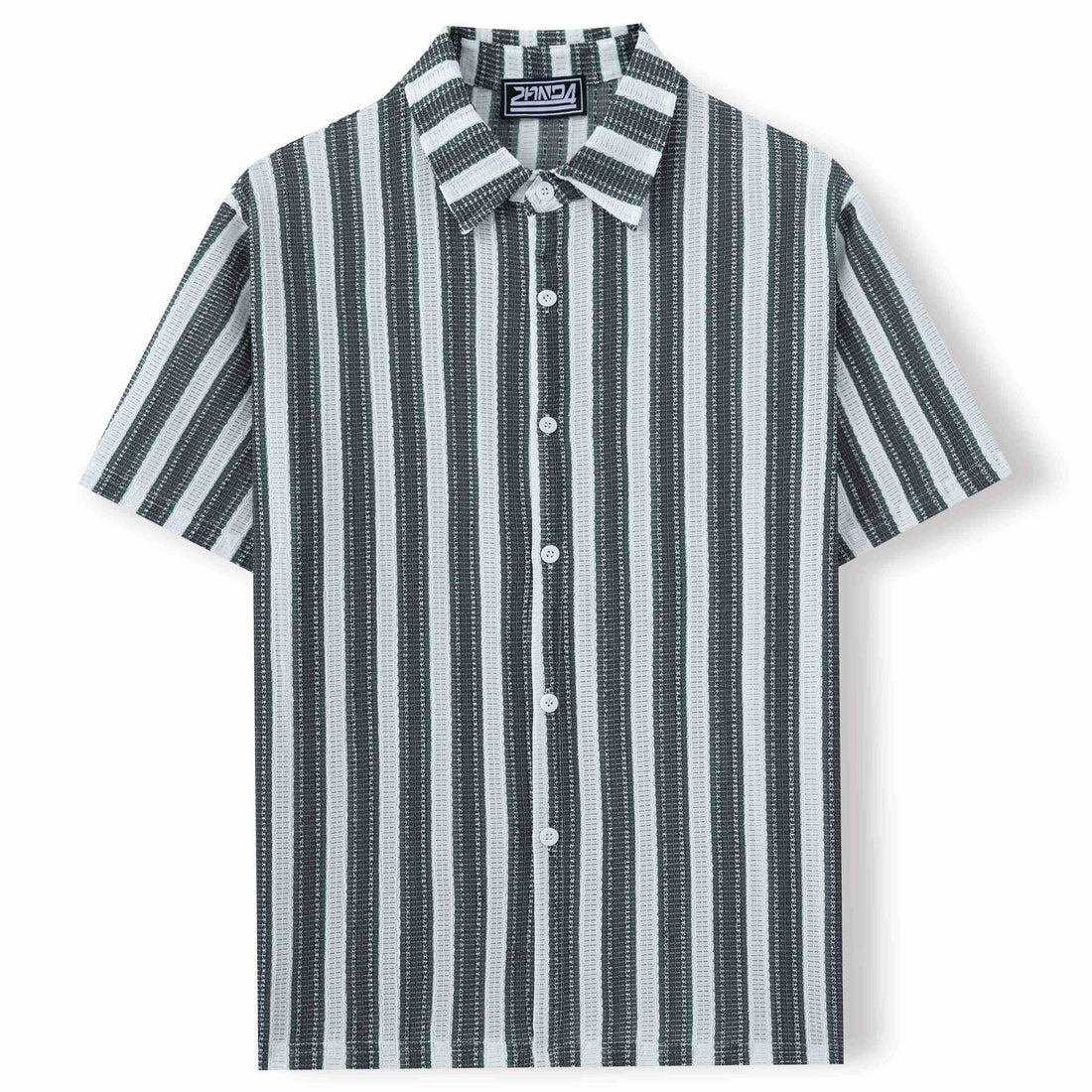 Men's Beach Casual Yarn-dyed Striped Short-sleeved Lapel Shirt A0407