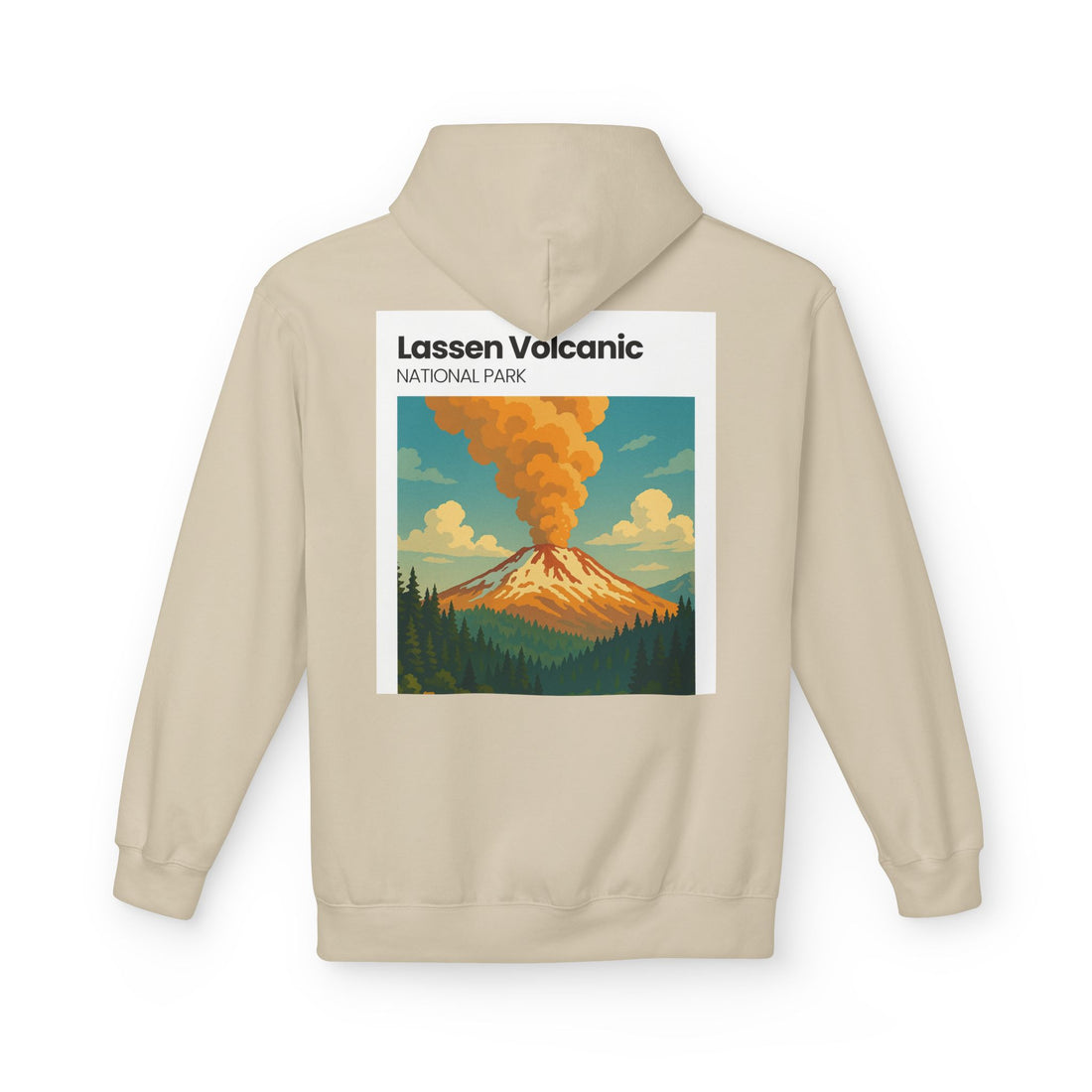 Lassen Volcanic Poster Hoodie | National Park Volcano Illustration