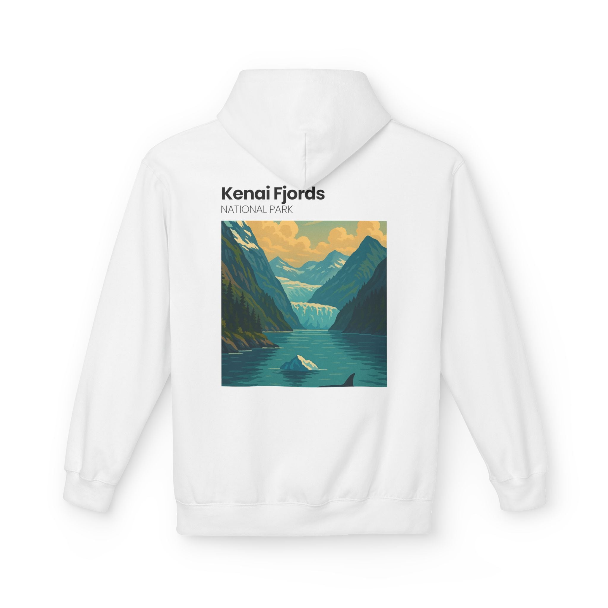 Kenai Fjords National Park landscape Hoodie | Alaska fjord vintage poster