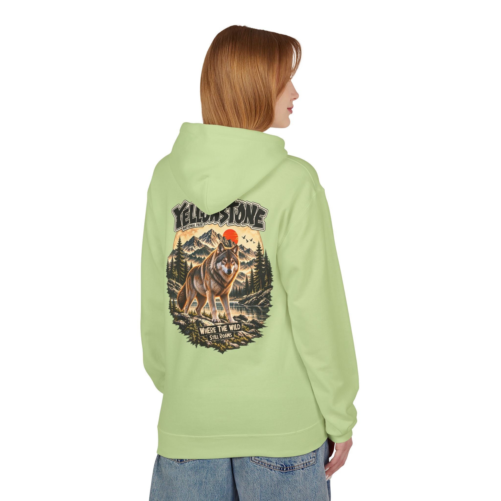 Yellowstone Wolf – Where the Wild Still Roams Hoodie Model3
