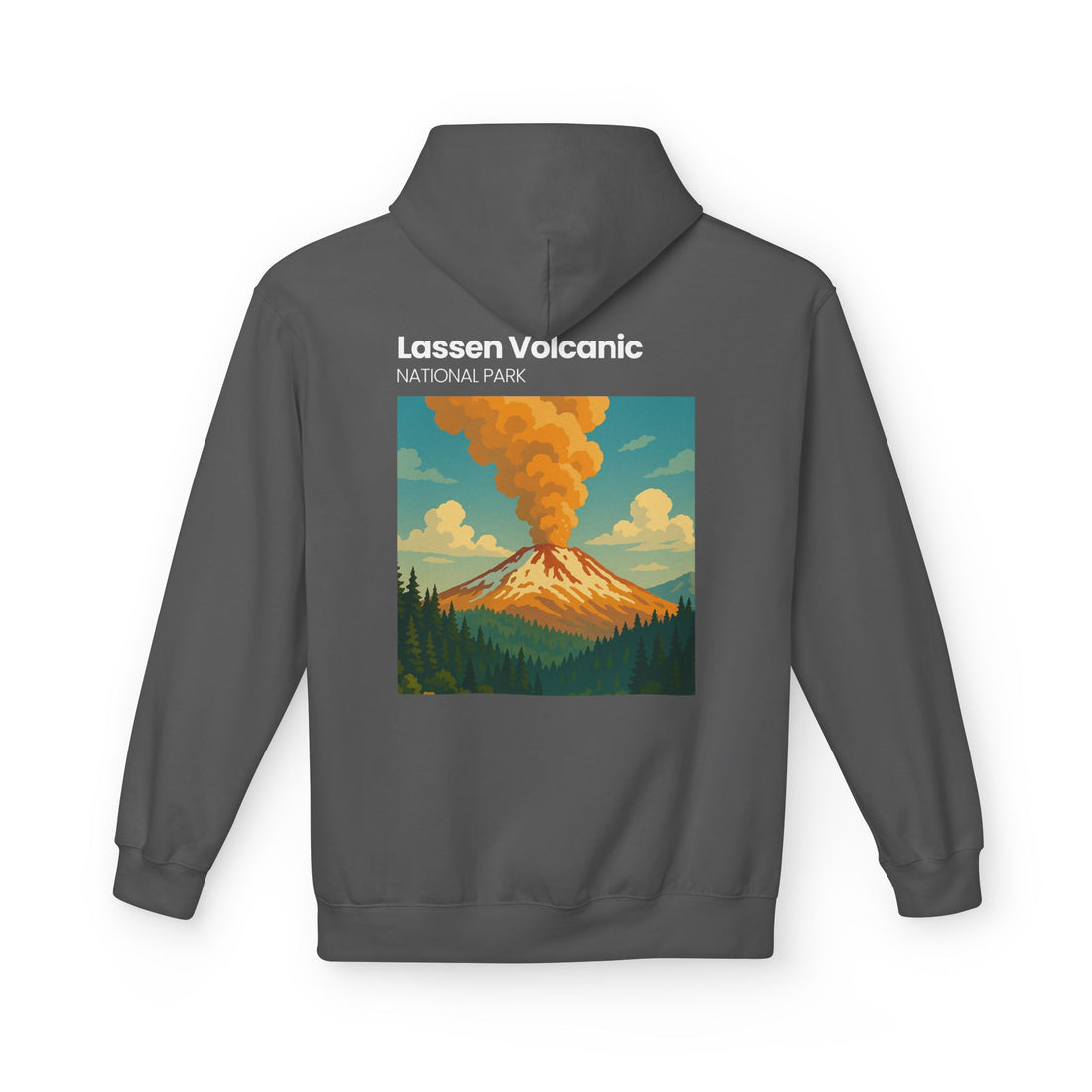 Lassen Volcanic Poster Hoodie | National Park Volcano Illustration