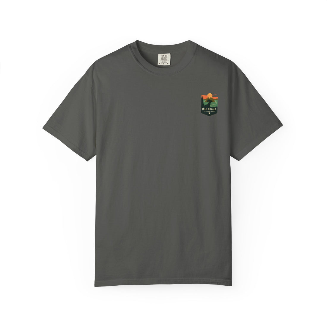 Isle Royale National Park Illustration T-shirt | Scenic Lake Sunrise Tee