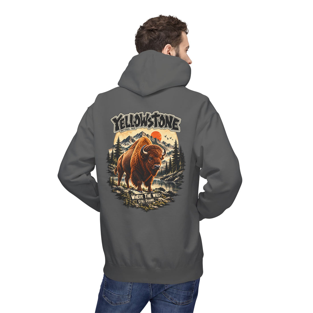 Yellowstone Bison – Where the Wild Still Roams Hoodie Model2
