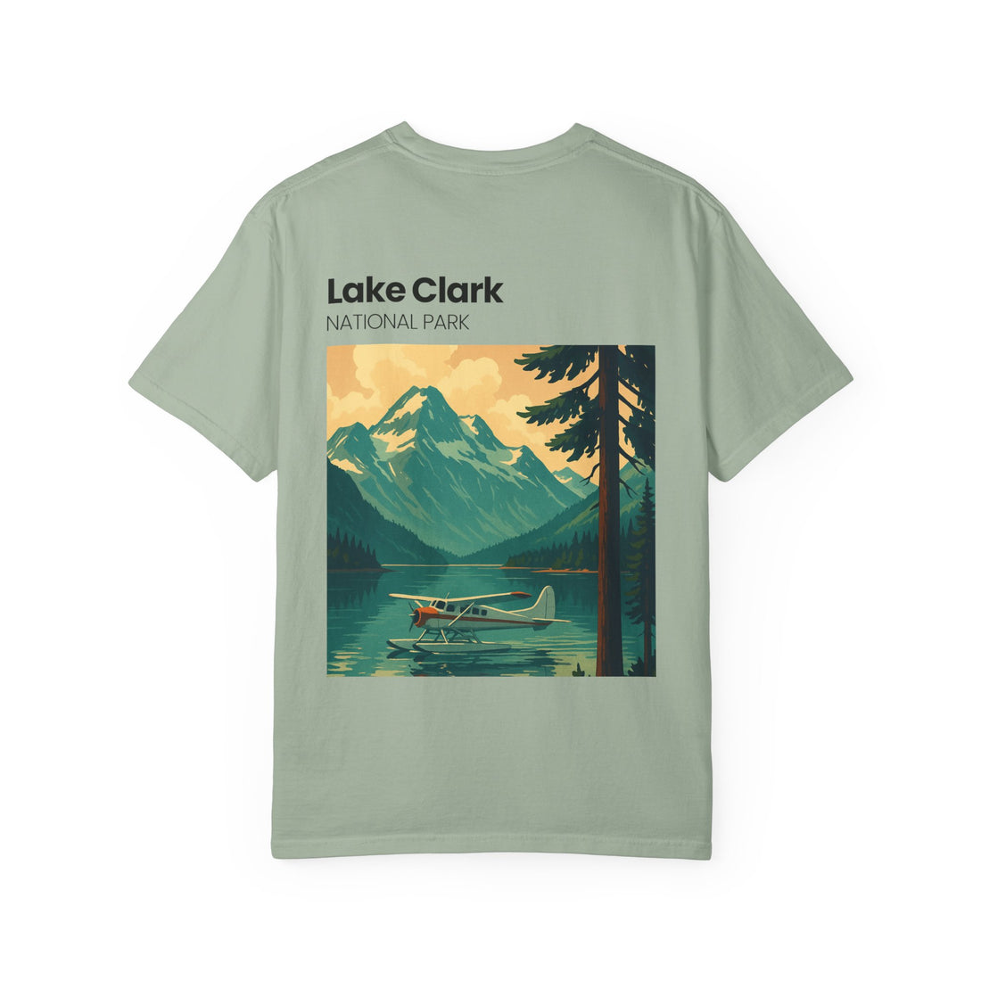 Lake Clark National Park Seaplane Graphic T-shirt | Vintage Travel Poster