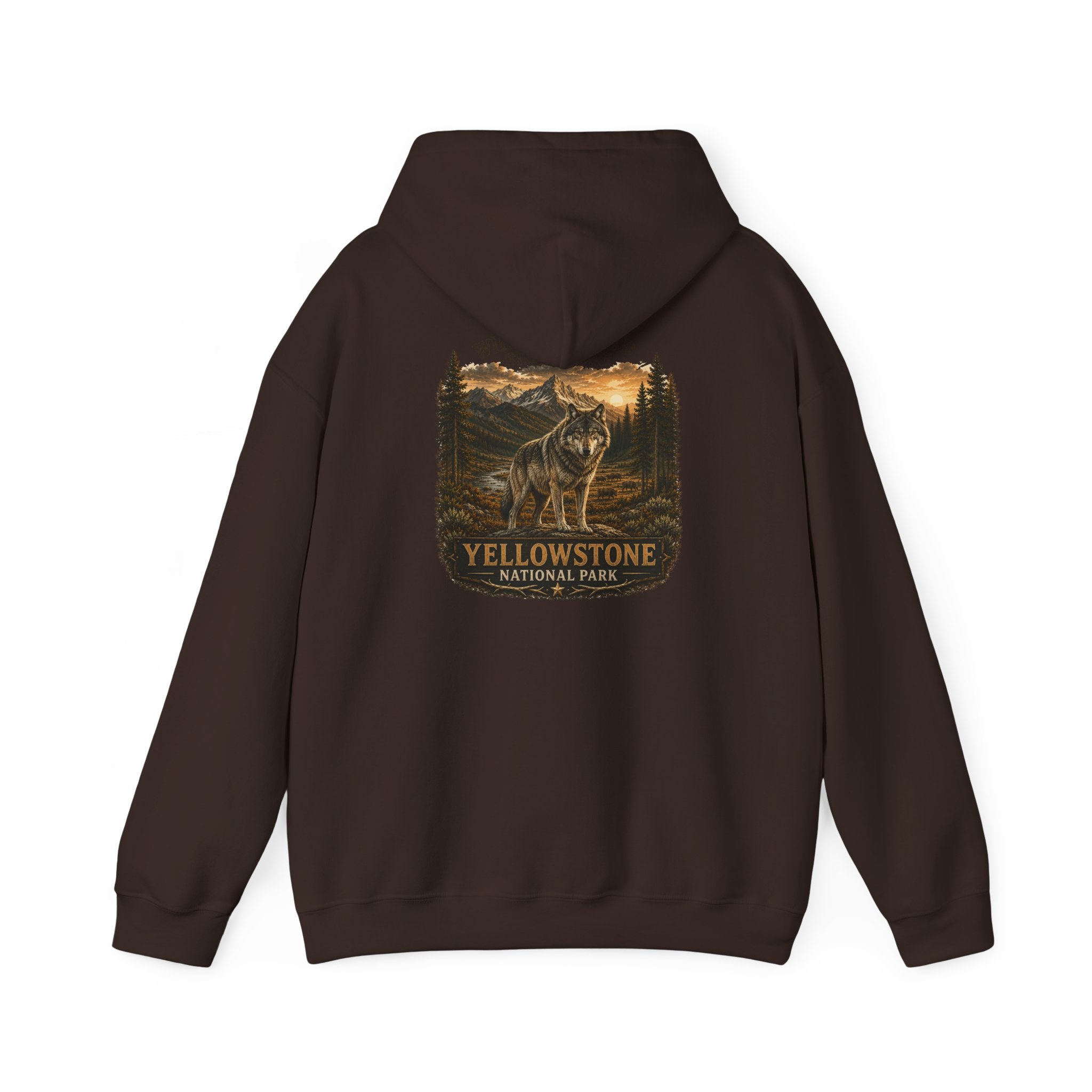 Yellowstone Wolf Round Badge Hoodie