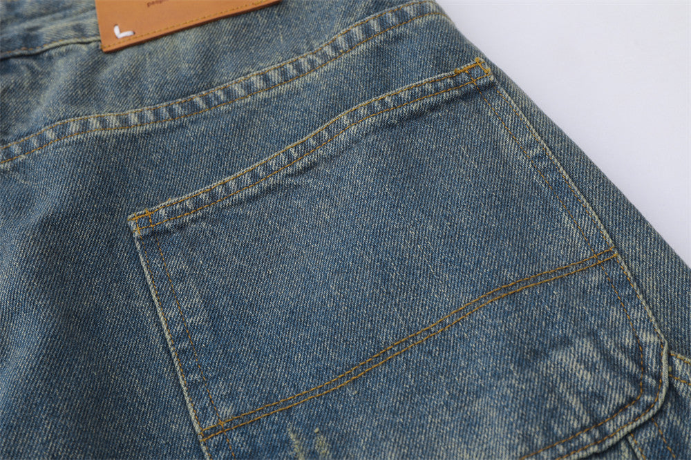Water Washed Hole Denim Shorts For Men