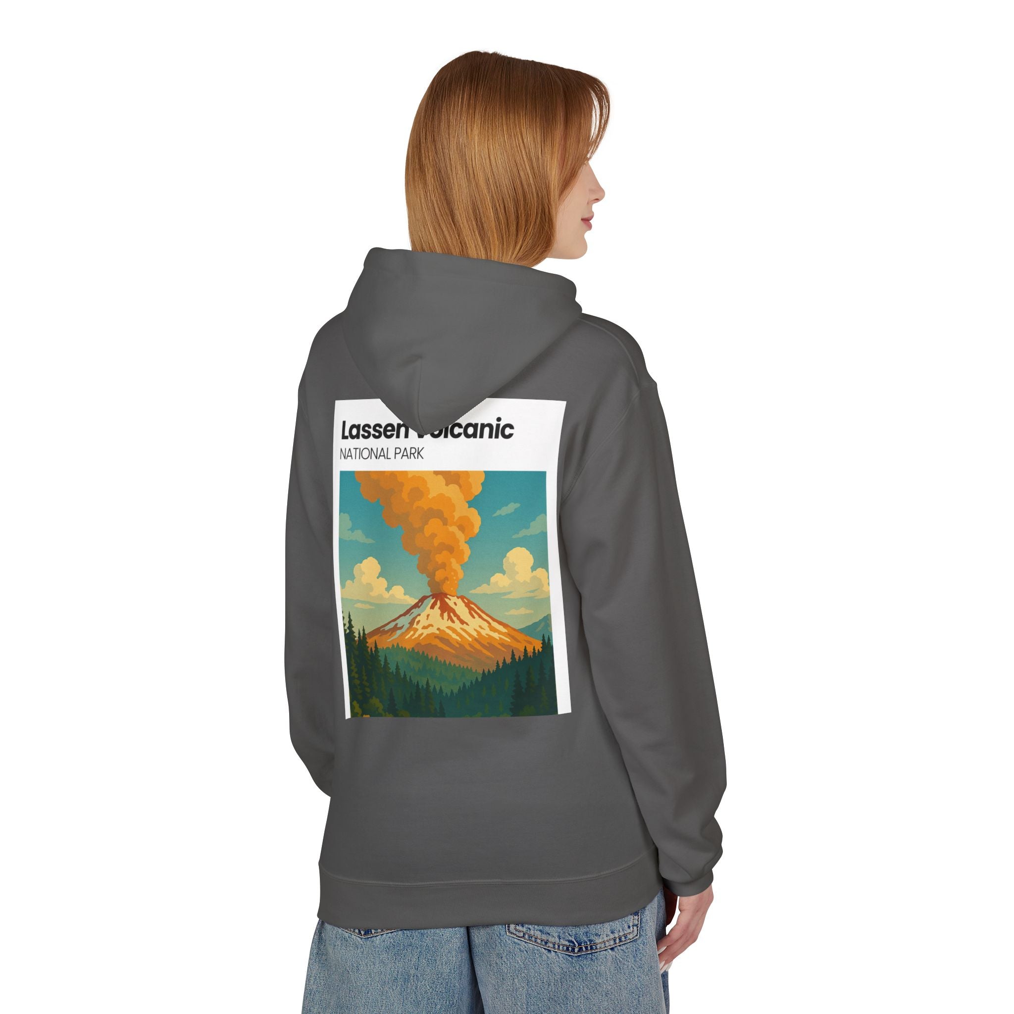 Lassen Volcanic Poster Hoodie | National Park Volcano Illustration