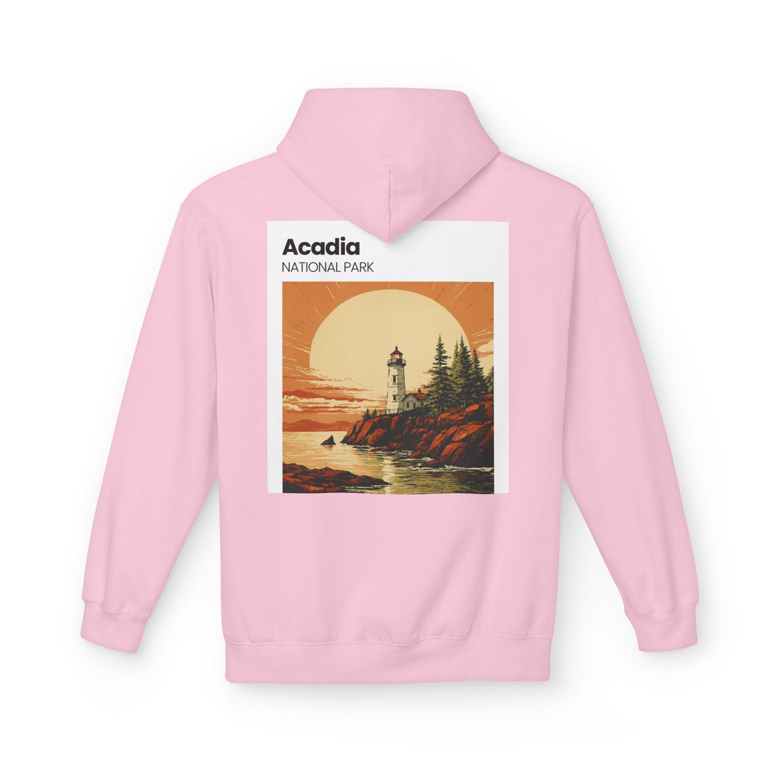 Acadia National Park Lighthouse Hoodie | Sunset Coast Vintage Poster