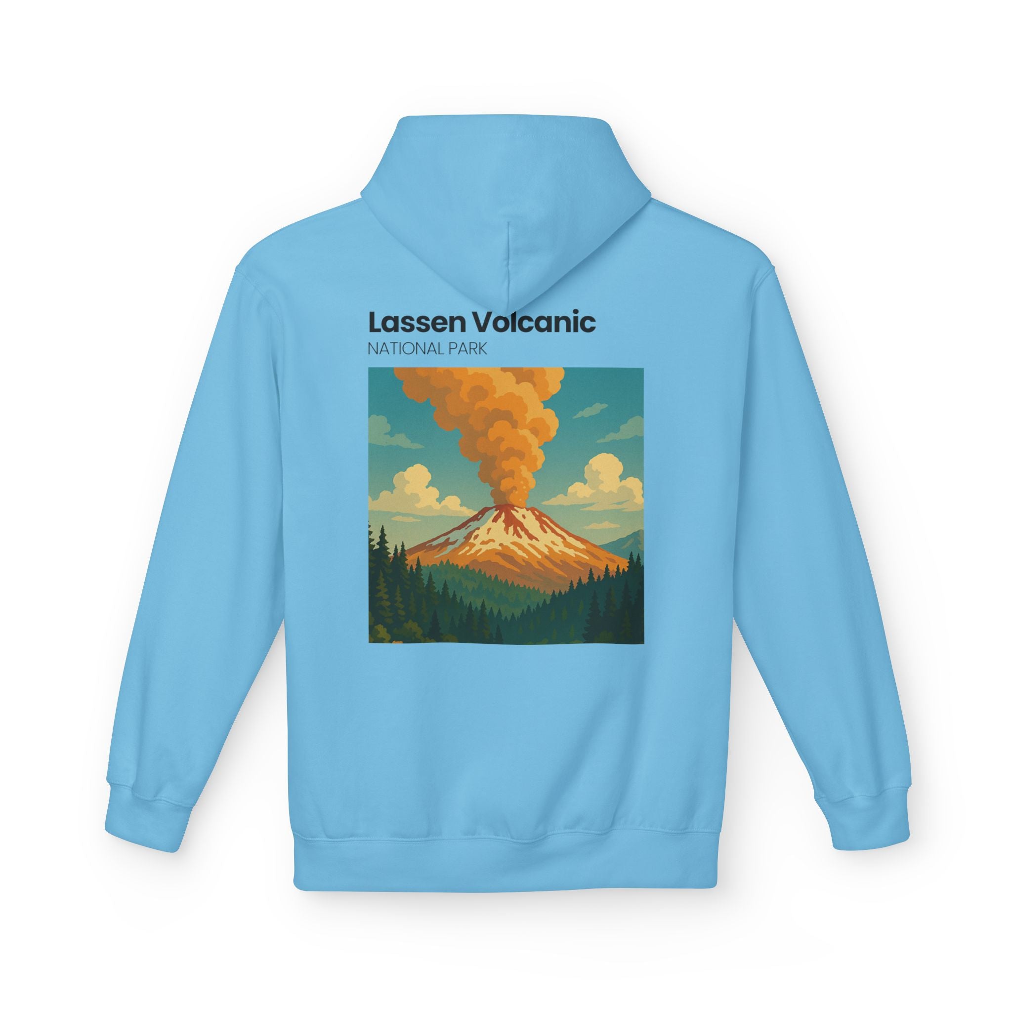 Lassen Volcanic Poster Hoodie | National Park Volcano Illustration