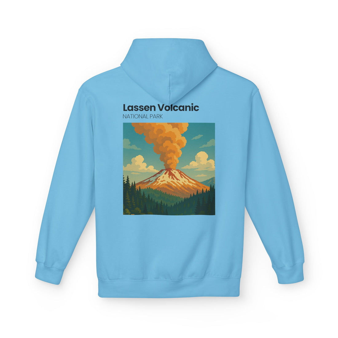 Lassen Volcanic Poster Hoodie | National Park Volcano Illustration