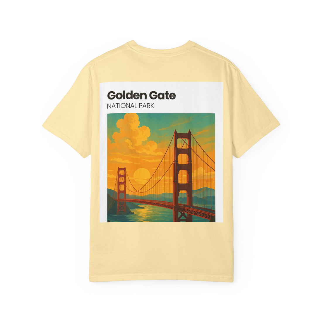 Golden Gate National Park Poster T-shirt | Vintage Sunset Bridge Design