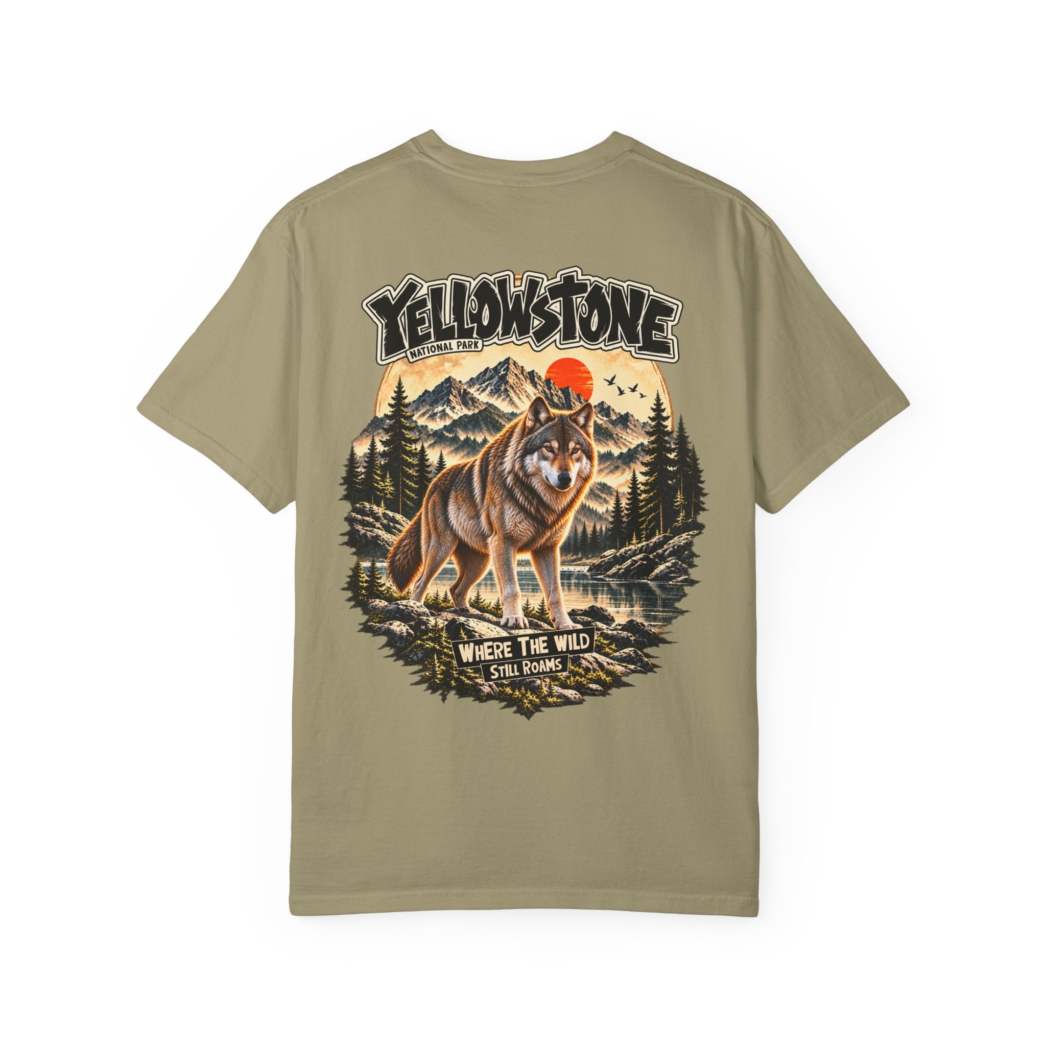 Yellowstone Wolf – Where the Wild Still Roams T-Shirt Model1