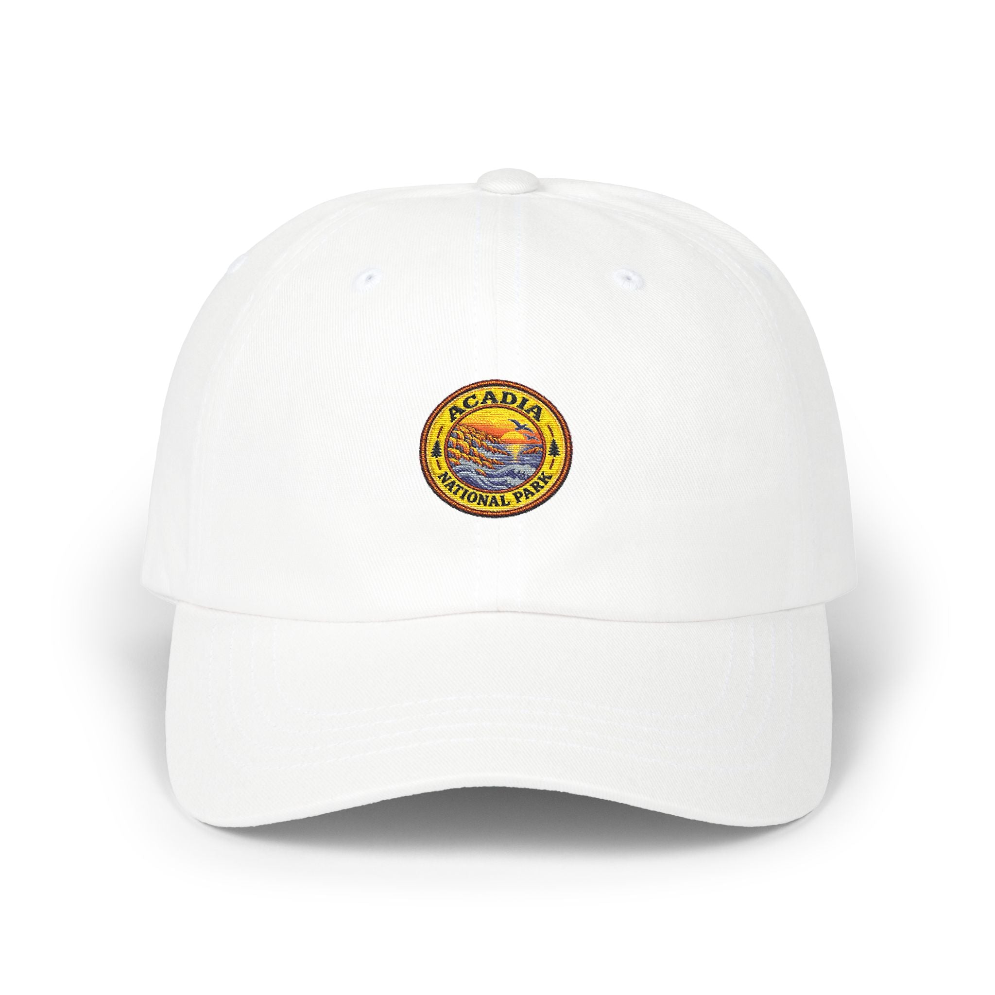 Acadia National Park Rocky Coast Round Logo Dad Cap