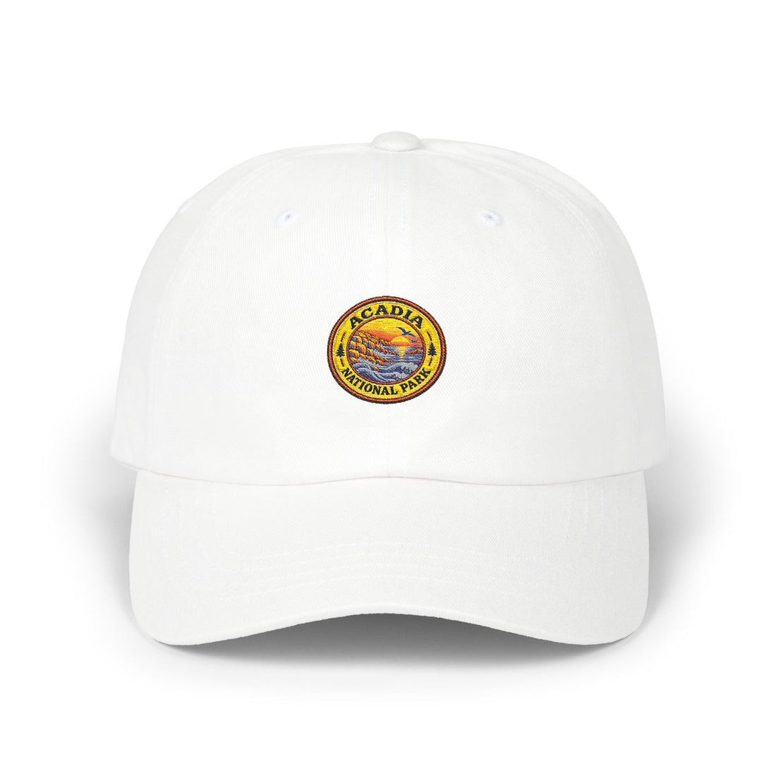Acadia National Park Rocky Coast Round Logo Dad Cap