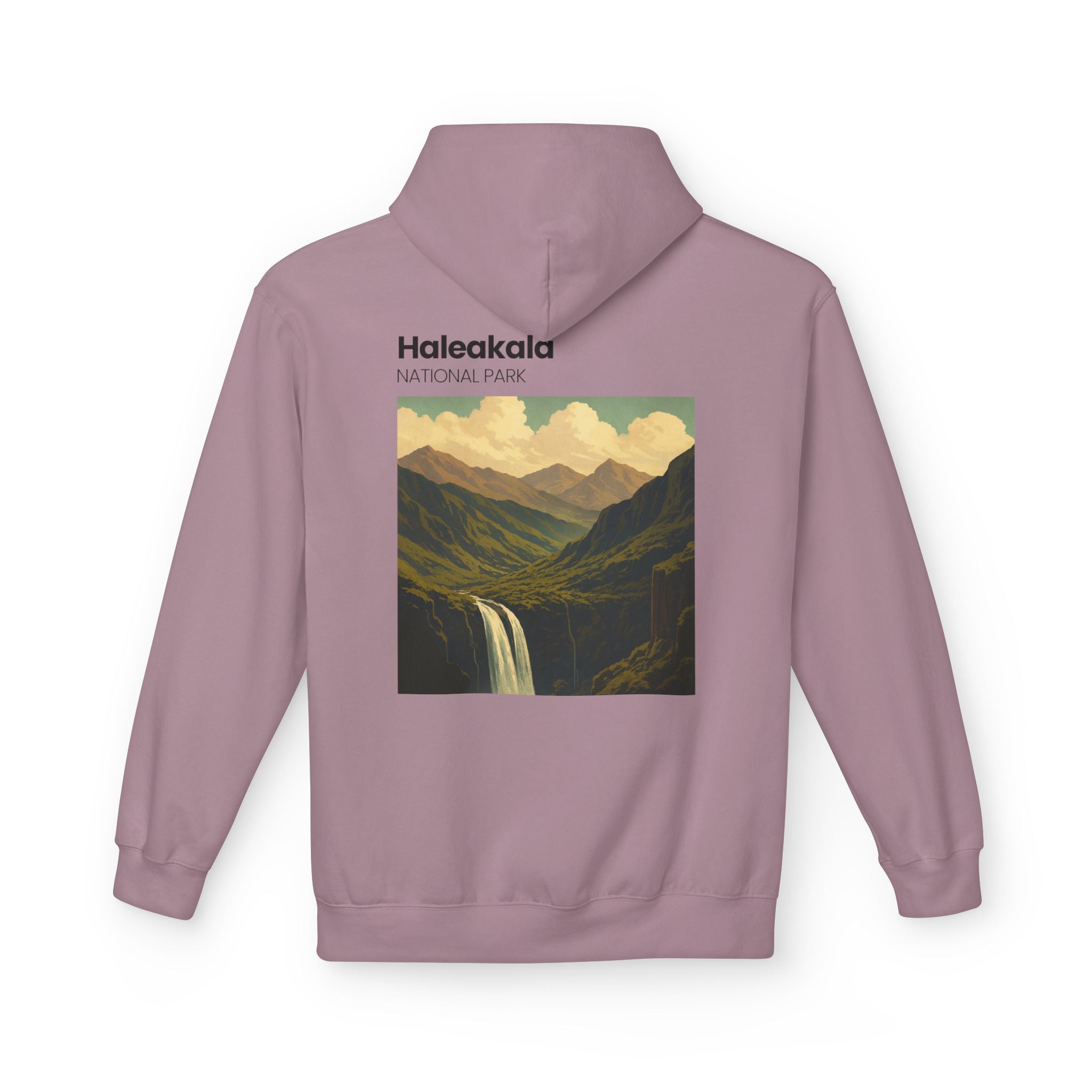 Haleakala National Park Landscape Hoodie | Vintage Mountain Waterfall