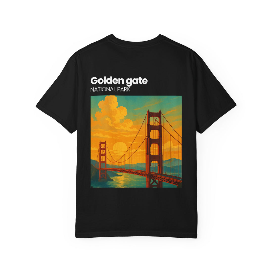 Golden Gate National Park Poster T-shirt | Vintage Sunset Bridge Design