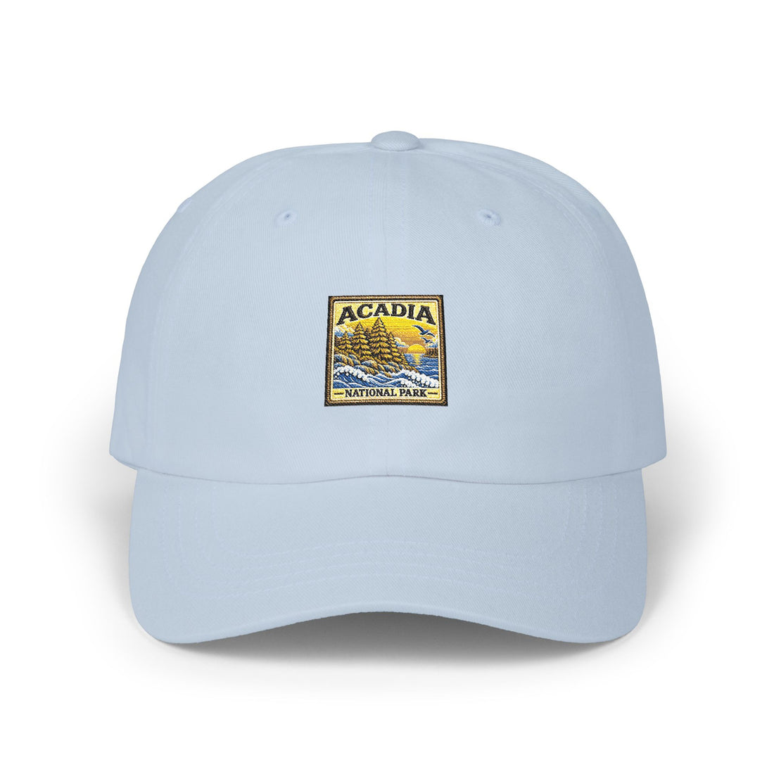Acadia National Park Pine Trees Square Logo Dad Cap
