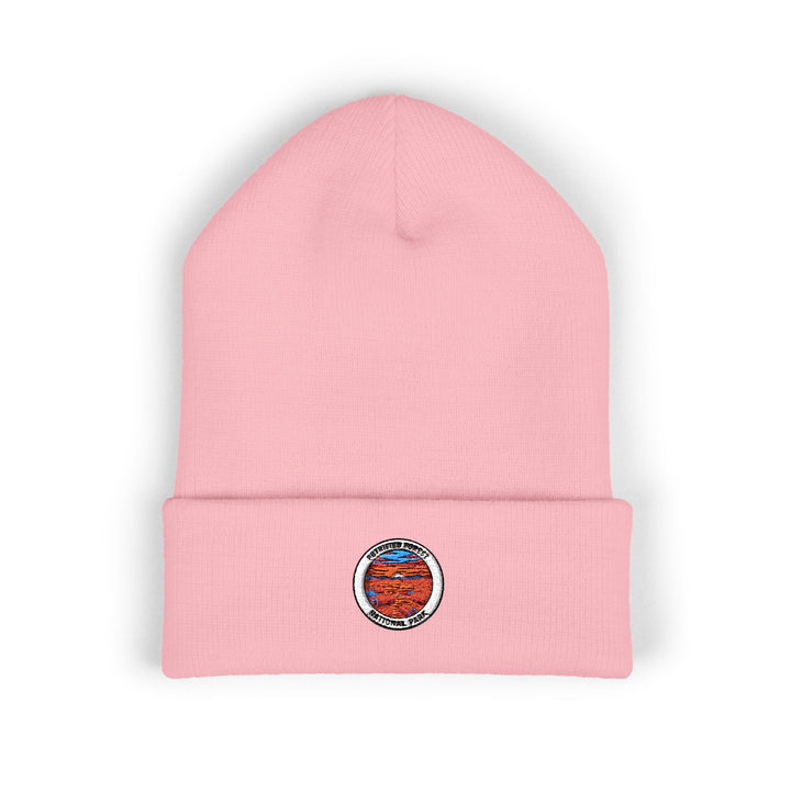 Vintage Pizza Patch Beanie | Embroidered Cuffed Beanie