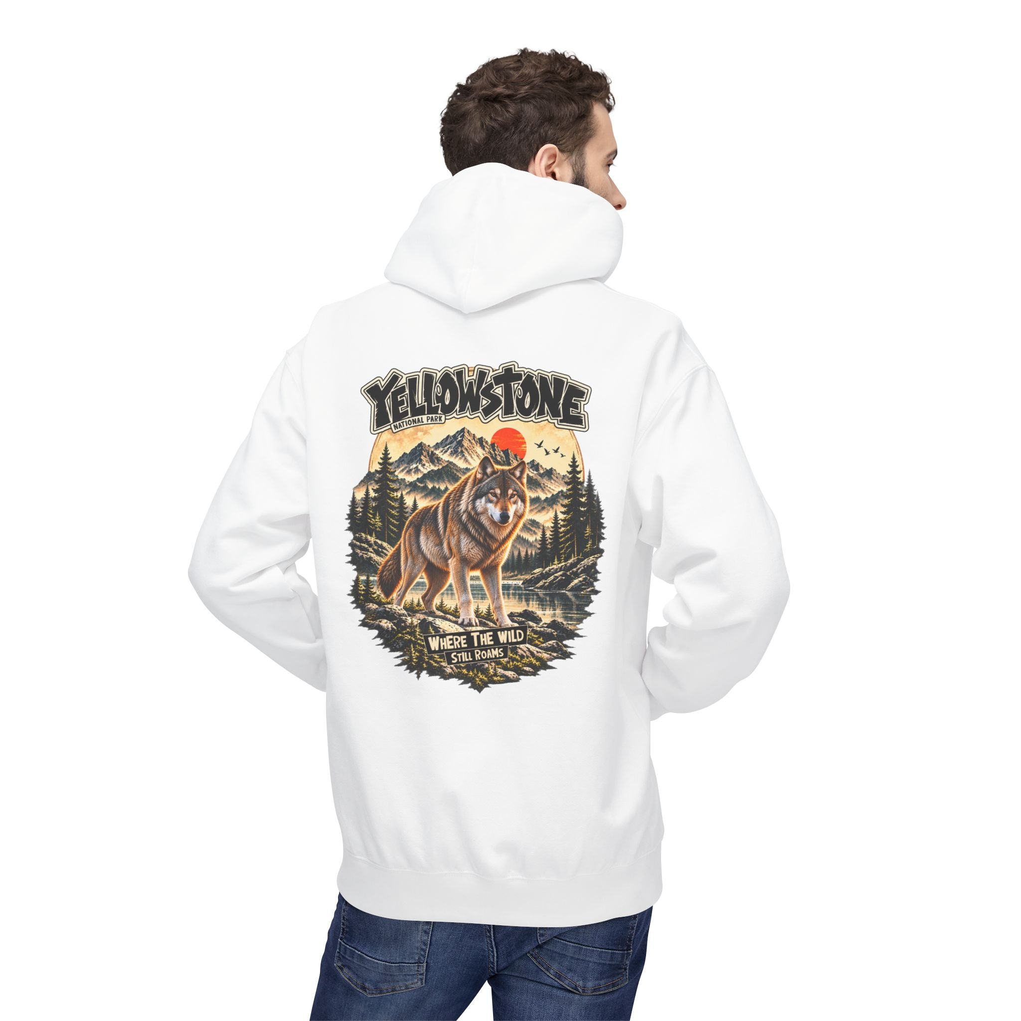 Yellowstone Wolf – Where the Wild Still Roams Hoodie Model3