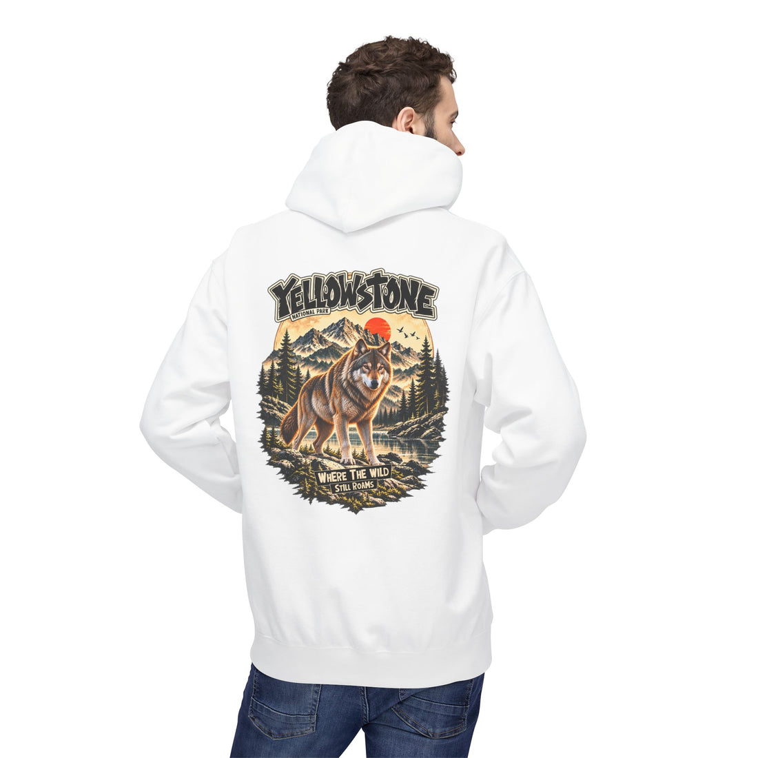 Yellowstone Wolf – Where the Wild Still Roams Hoodie Model3