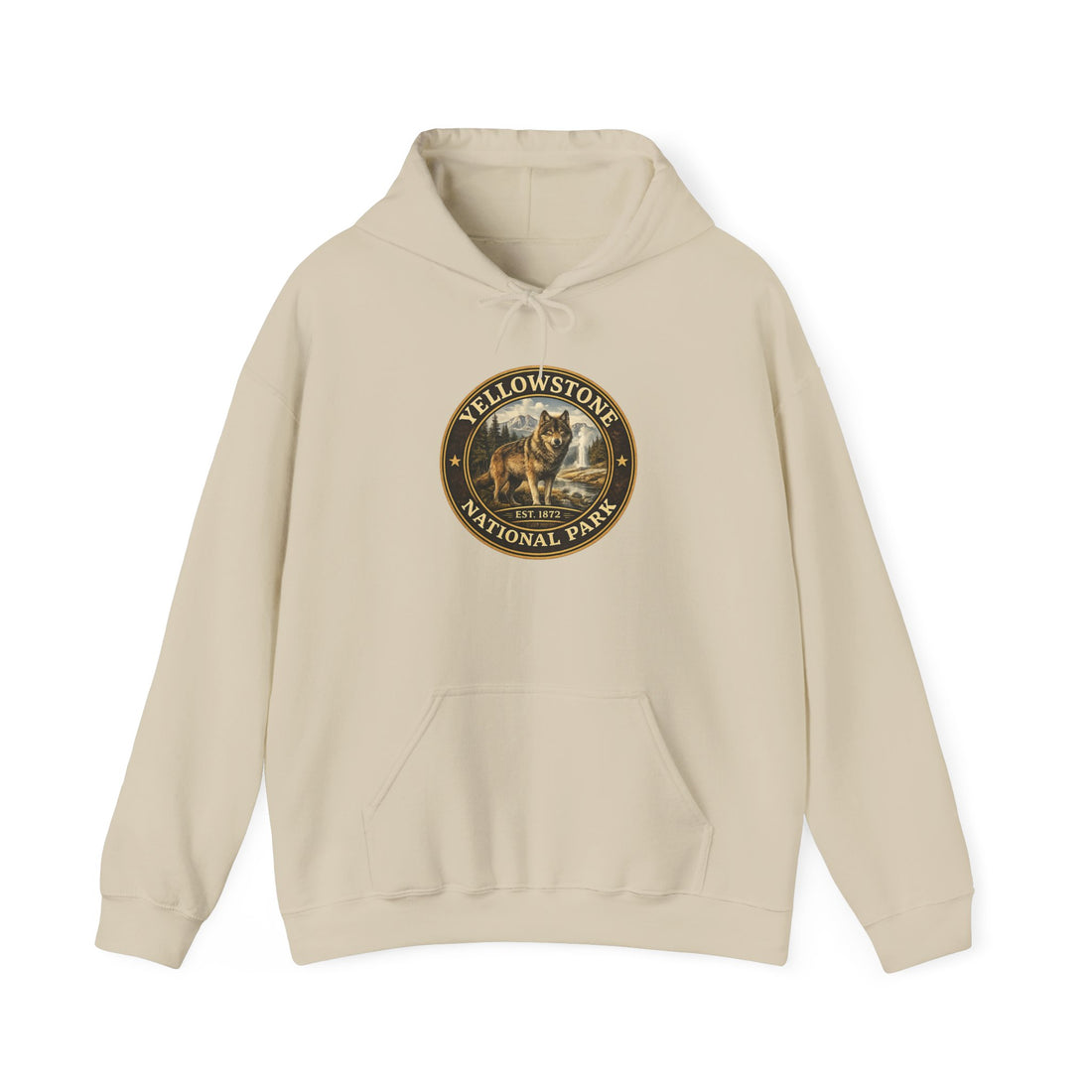 Yellowstone Wolf Round Badge Hoodie