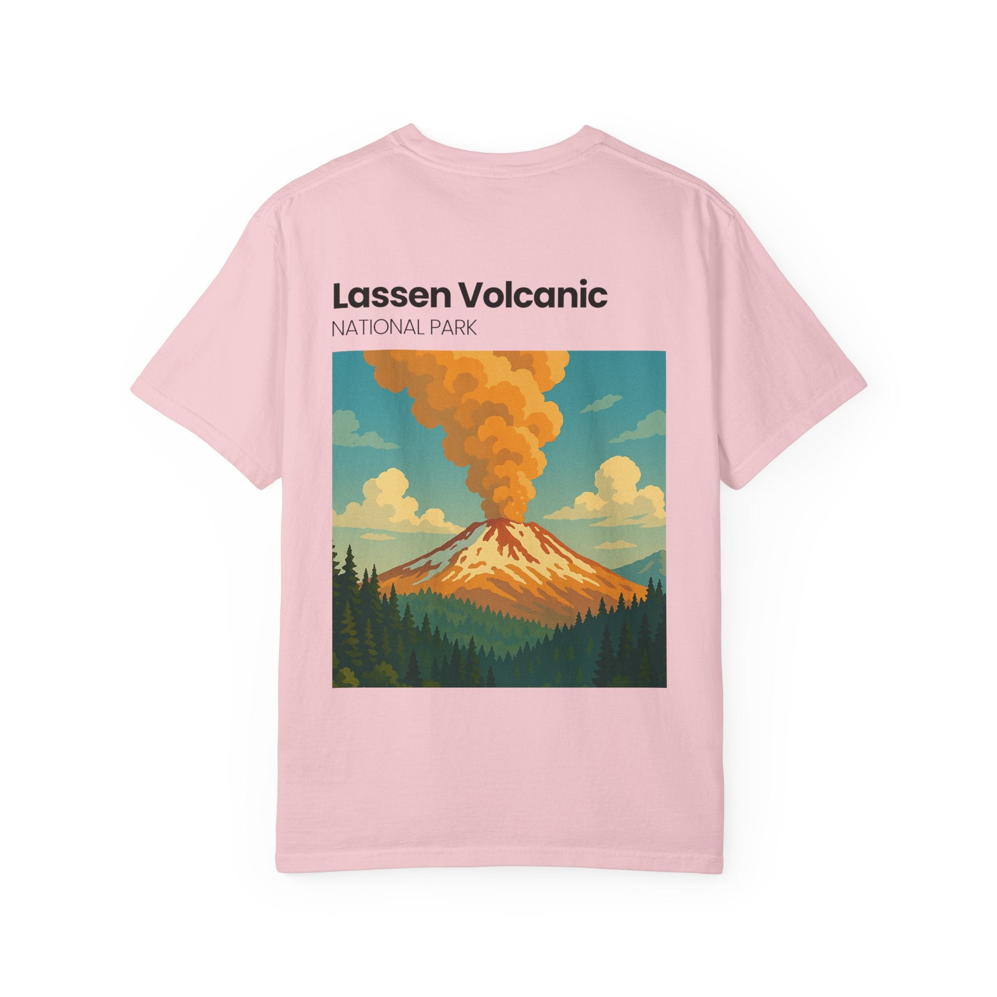 Lassen Volcanic Poster Art T-Shirt | Mountain Eruption Design