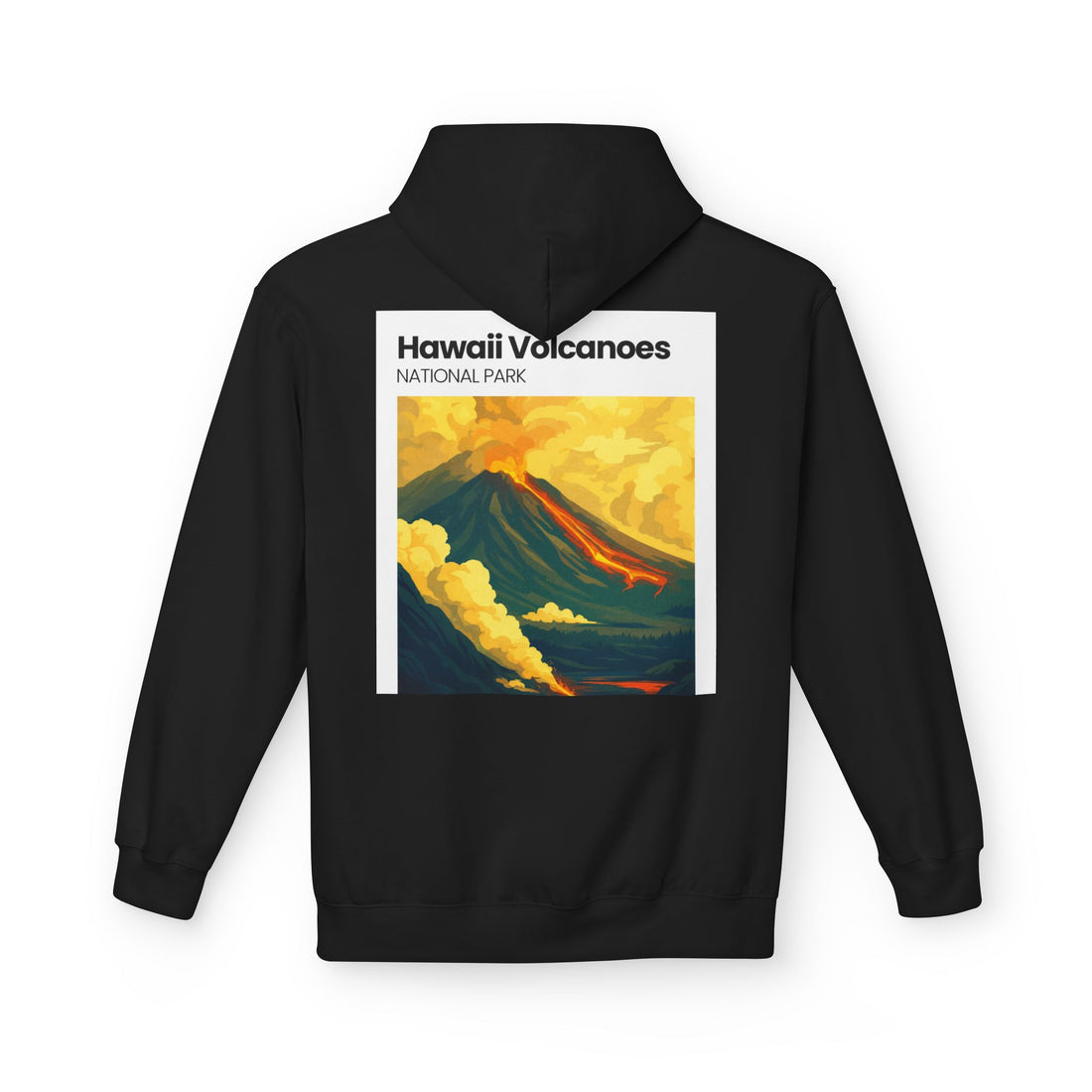 Hawaii Volcanoes National Park Volcano Illustration Hoodie | Vintage Travel Poster Style