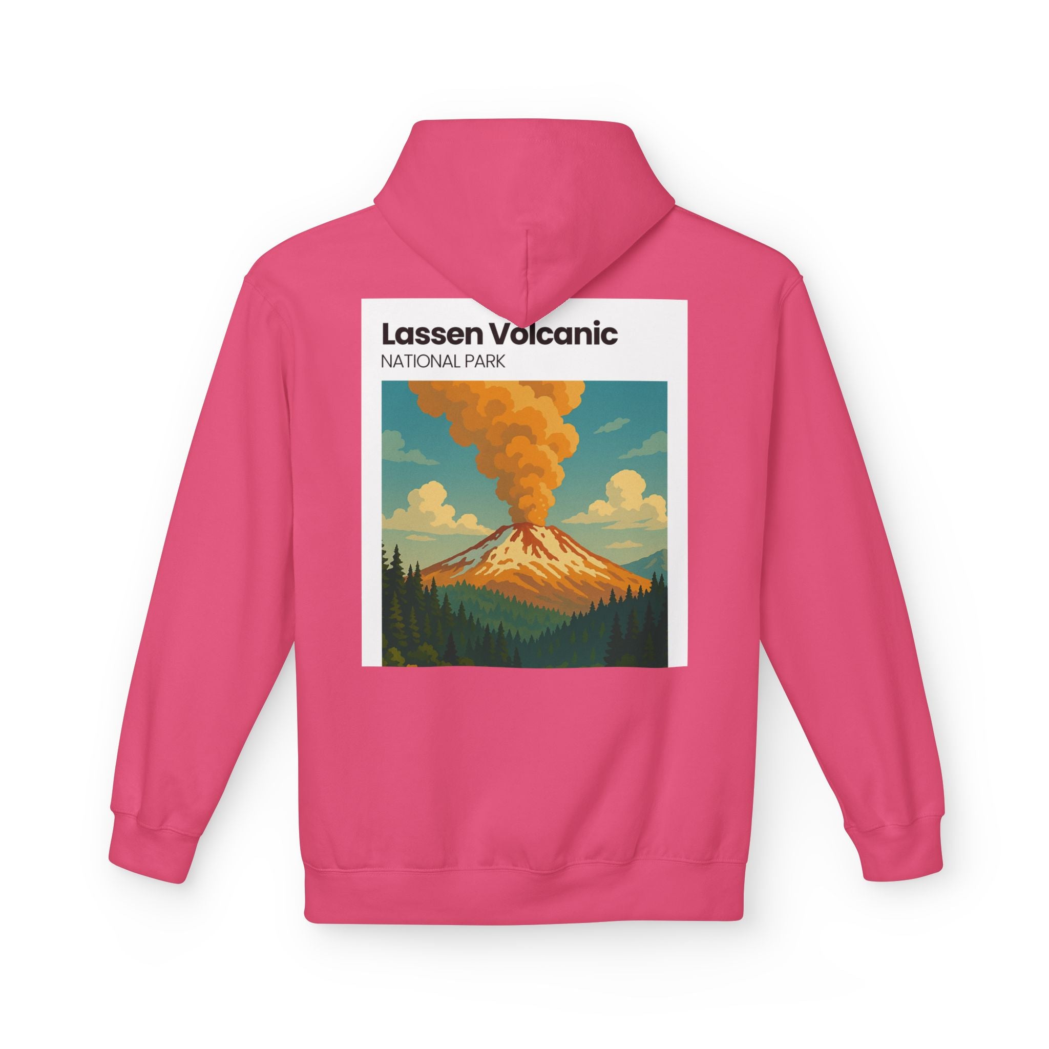Lassen Volcanic Poster Hoodie | National Park Volcano Illustration