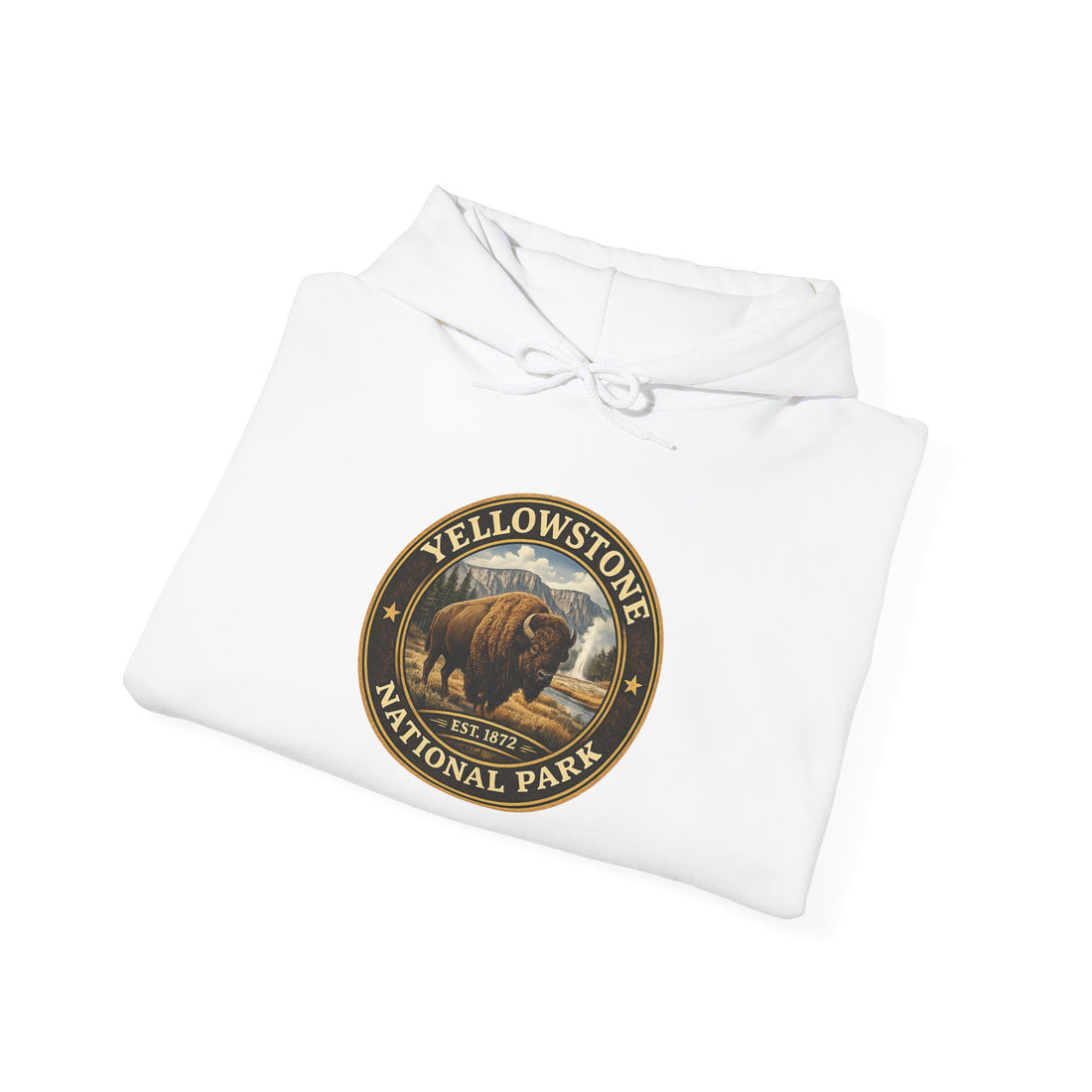 Yellowstone Bison Round Badge Hoodie