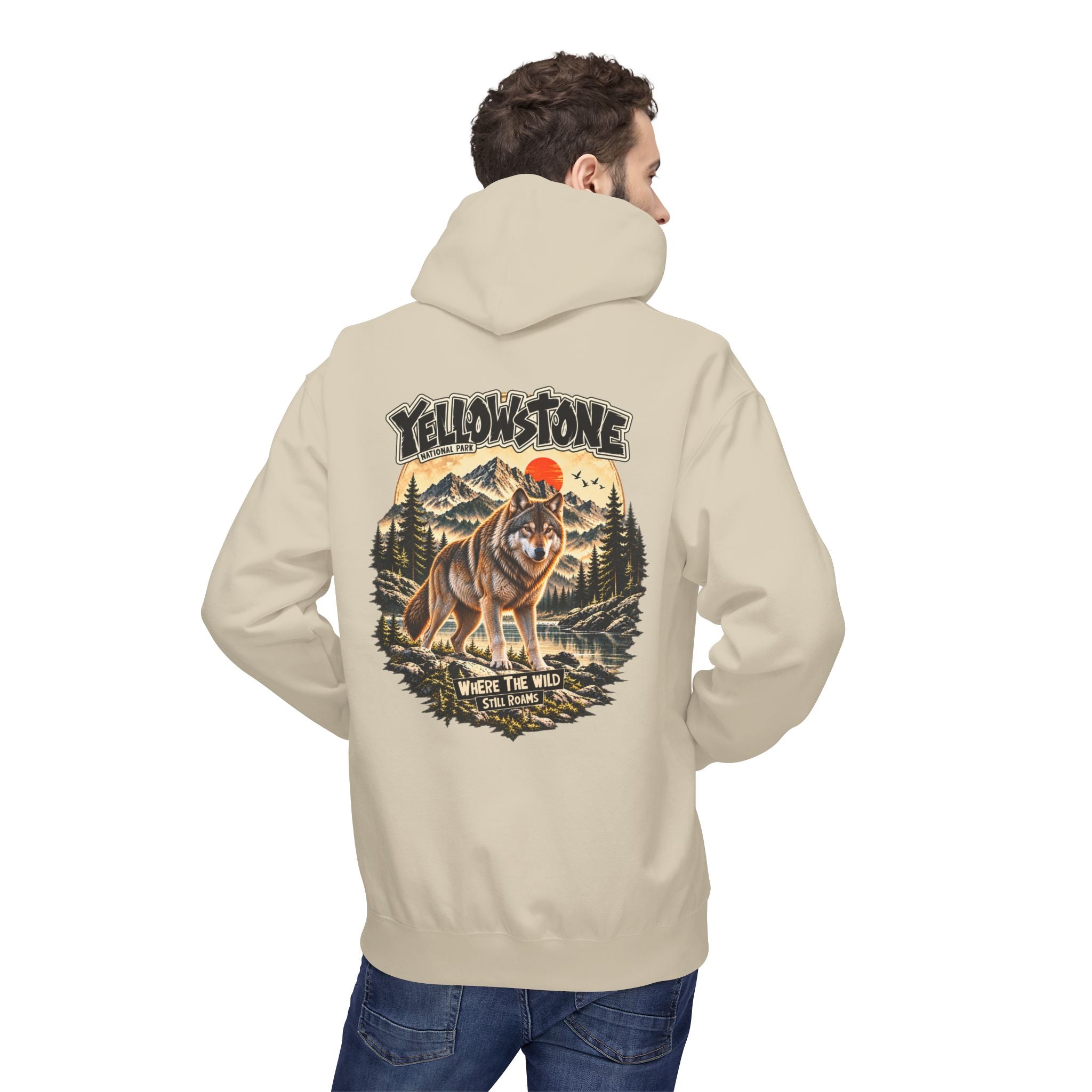 Yellowstone Wolf – Where the Wild Still Roams Hoodie Model2