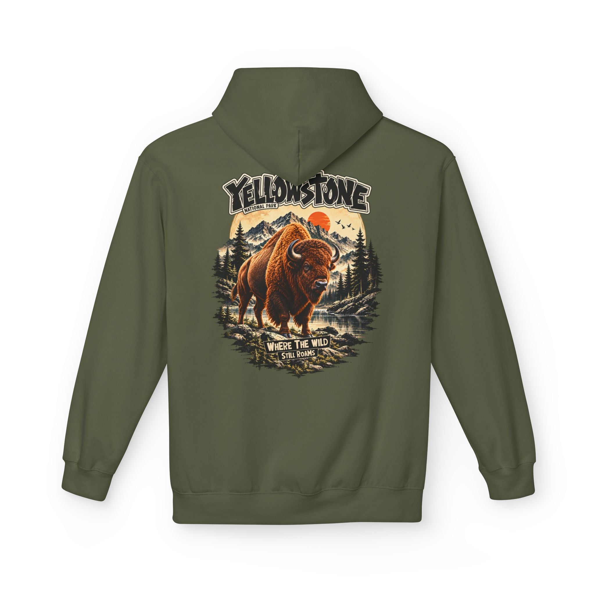 Yellowstone Bison – Where the Wild Still Roams Hoodie Model2