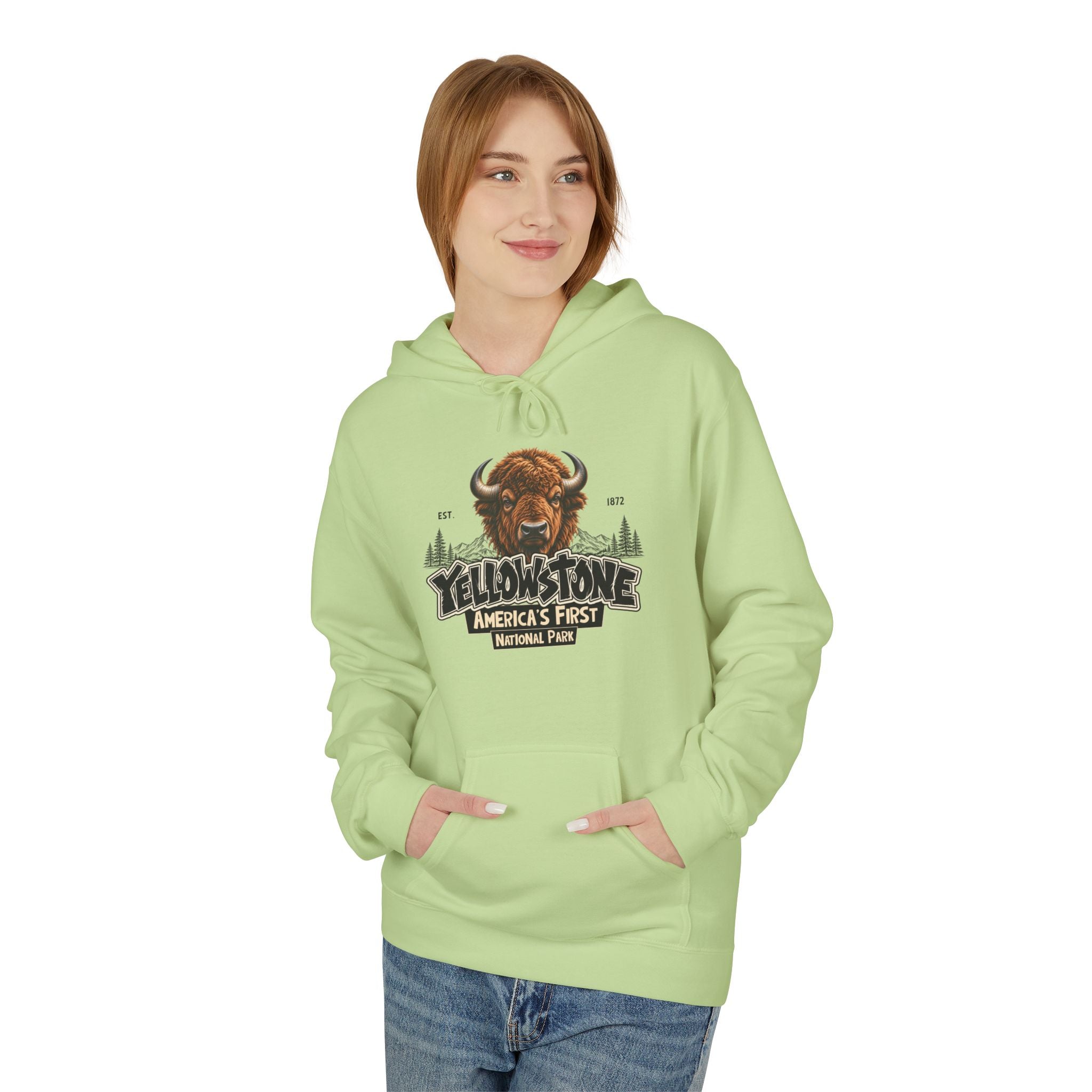 Yellowstone Bison – Where the Wild Still Roams Hoodie Model2