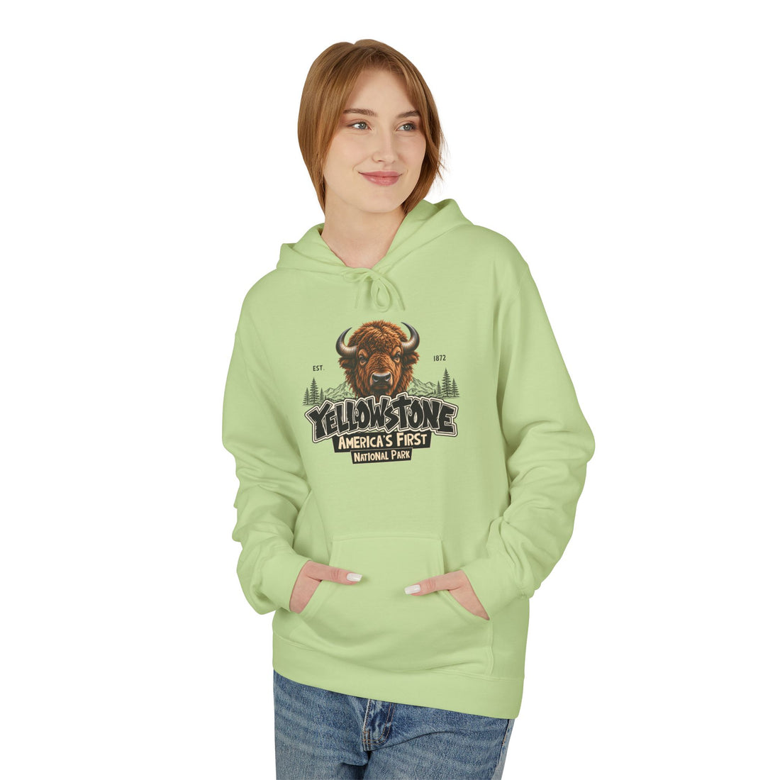 Yellowstone Bison – Where the Wild Still Roams Hoodie Model2