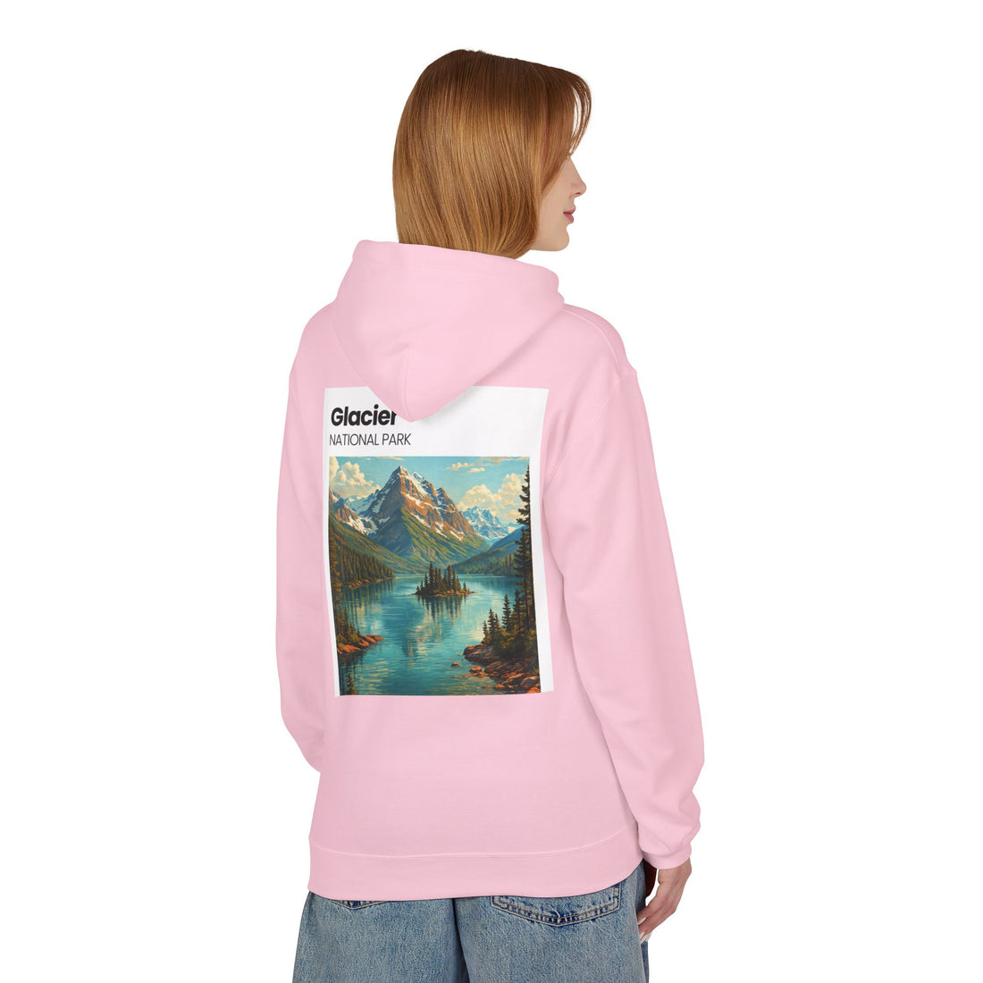Glacier National Park landscape Hoodie | Retro mountain lake design