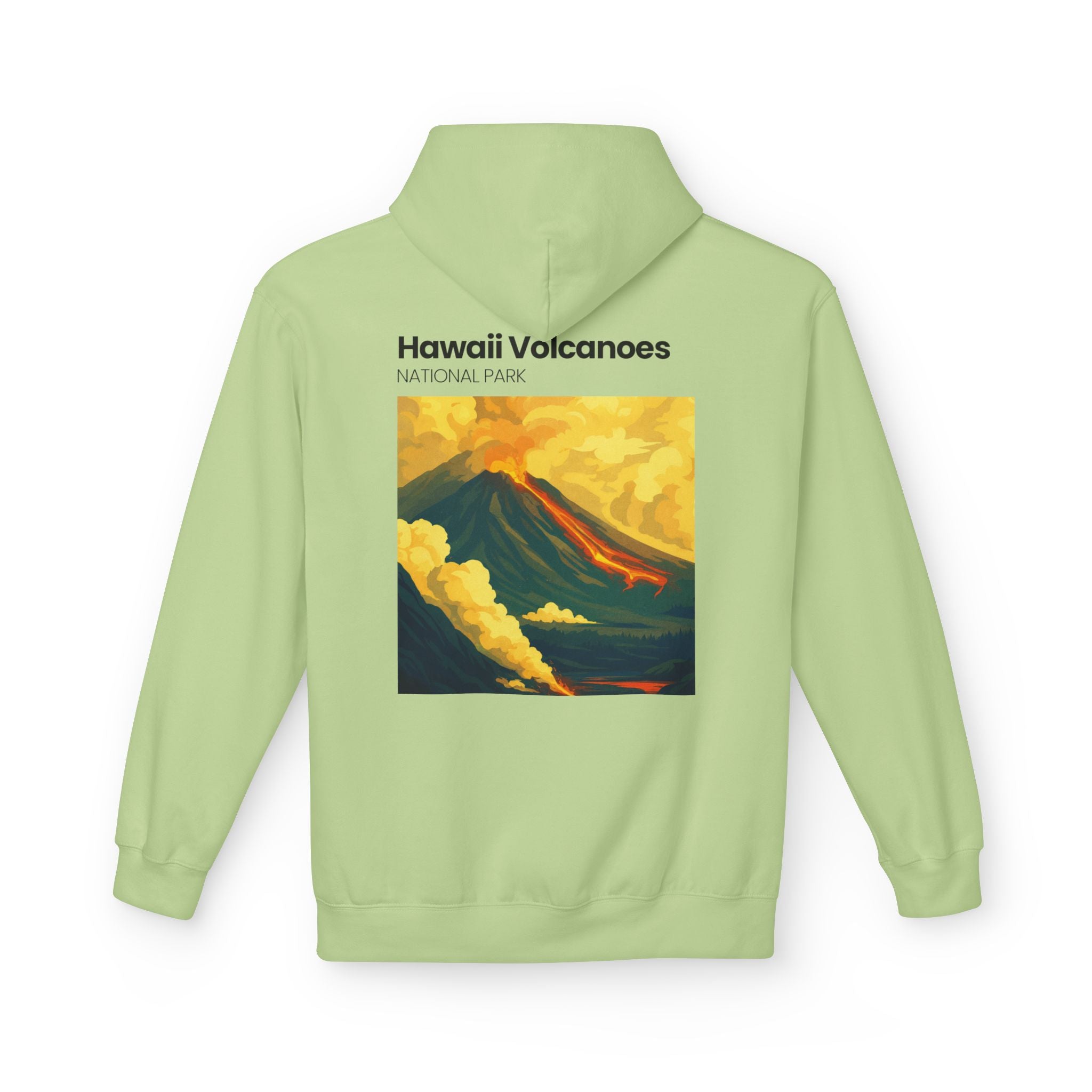 Hawaii Volcanoes National Park Volcano Illustration Hoodie | Vintage Travel Poster Style