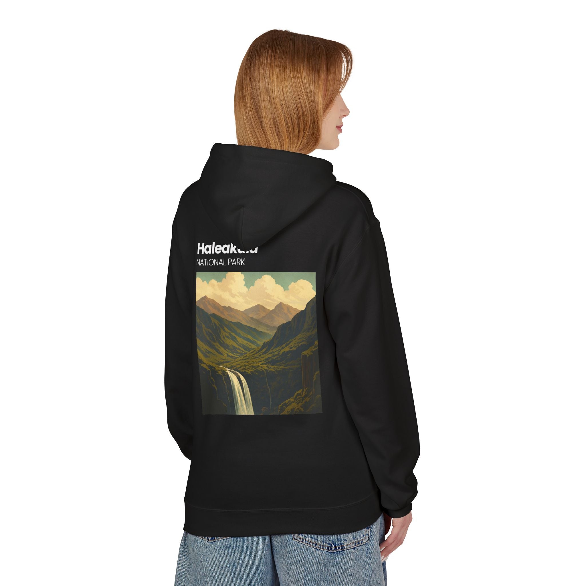 Haleakala National Park Landscape Hoodie | Vintage Mountain Waterfall