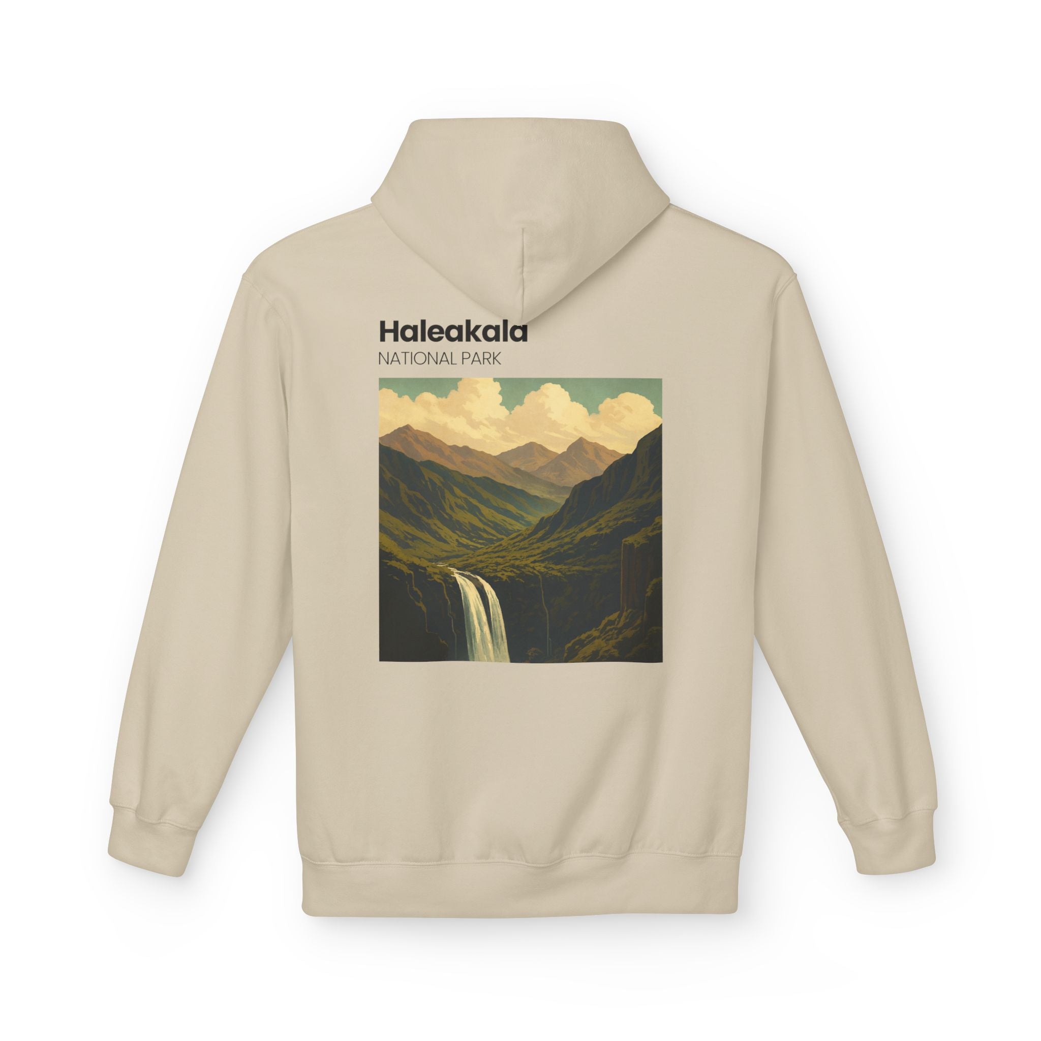Haleakala National Park Landscape Hoodie | Vintage Mountain Waterfall