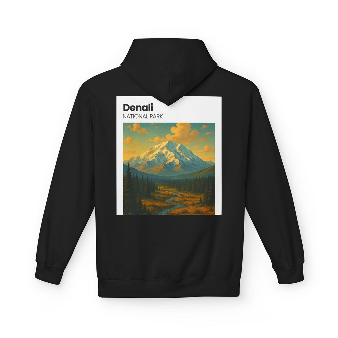 Mini Sunset Surf Patch Hoodie | Palm Tree Beach Graphic, White Chest Print