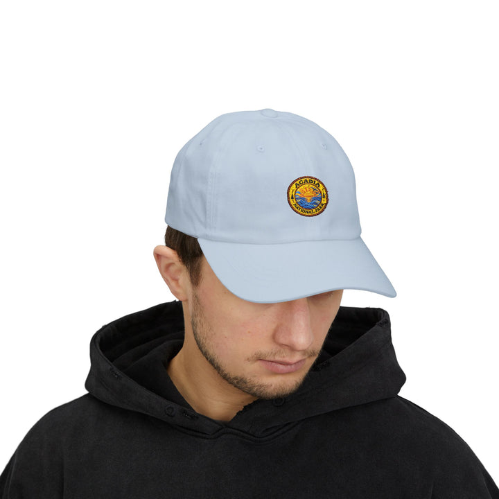 Acadia National Park Sunrise Round Logo Dad Cap