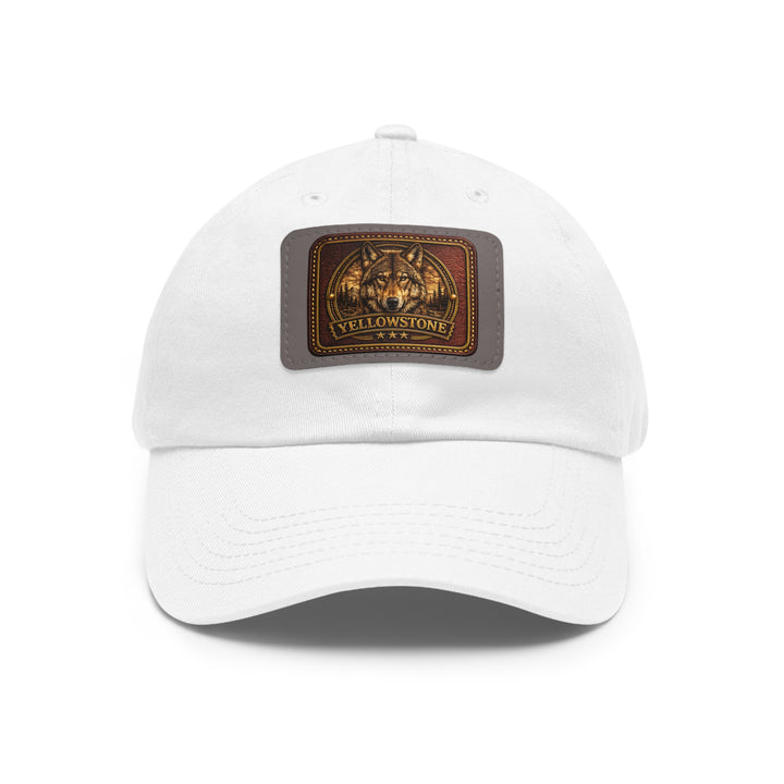 Yellowstone wolf Leather Patch Dad Hat | Rectangle Patch Cap