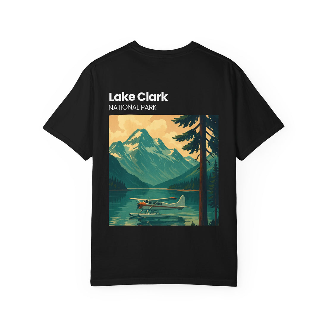 Lake Clark National Park Seaplane Graphic T-shirt | Vintage Travel Poster