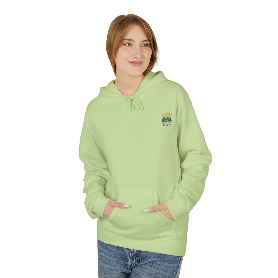 Glacier National Park landscape Hoodie | Retro mountain lake design