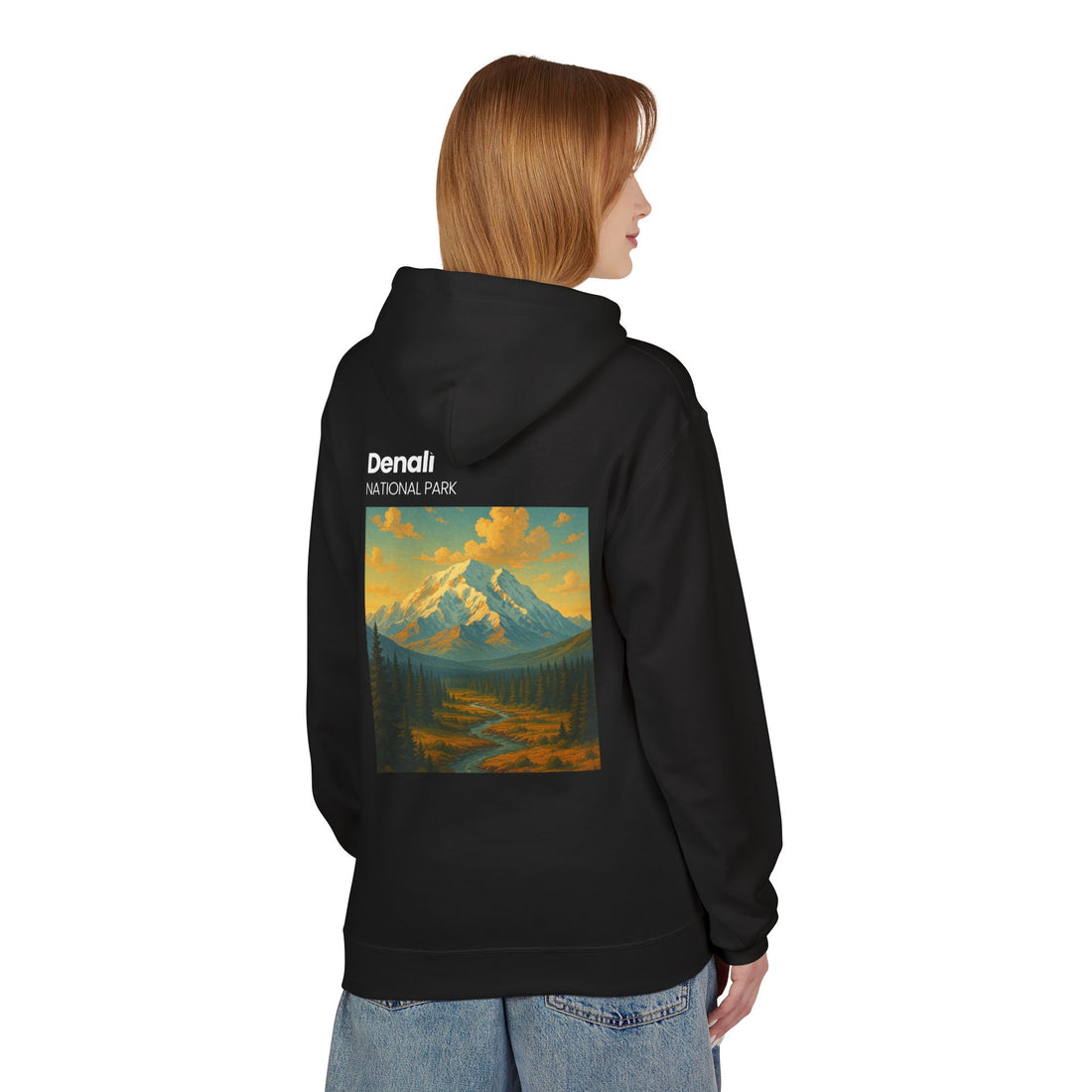 Mini Sunset Surf Patch Hoodie | Palm Tree Beach Graphic, White Chest Print