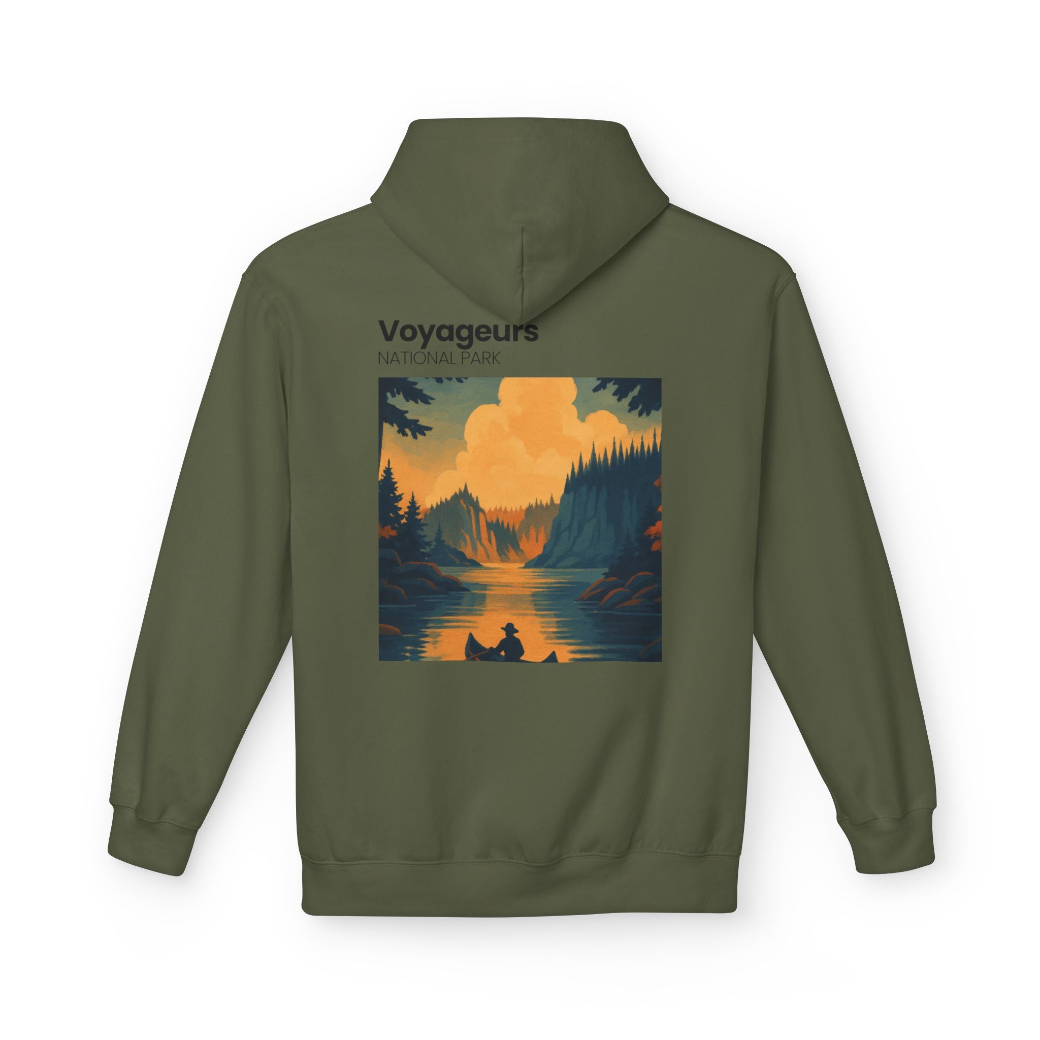 Voyageurs National Park Canoe Sunset Hoodie | Nature Landscape Pullover