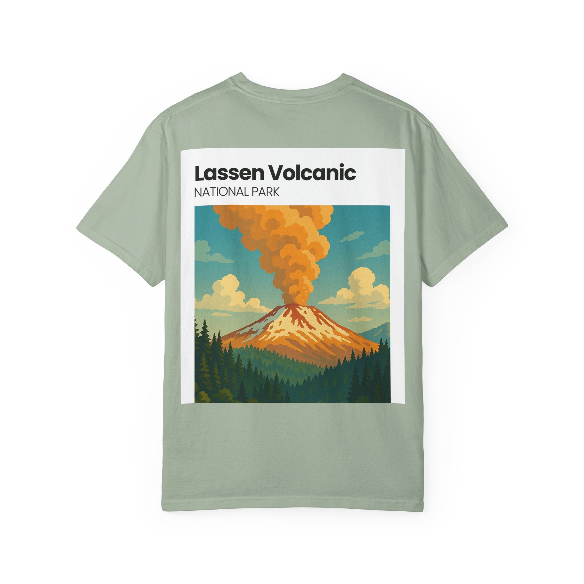 Lassen Volcanic Poster Art T-Shirt | Mountain Eruption Design