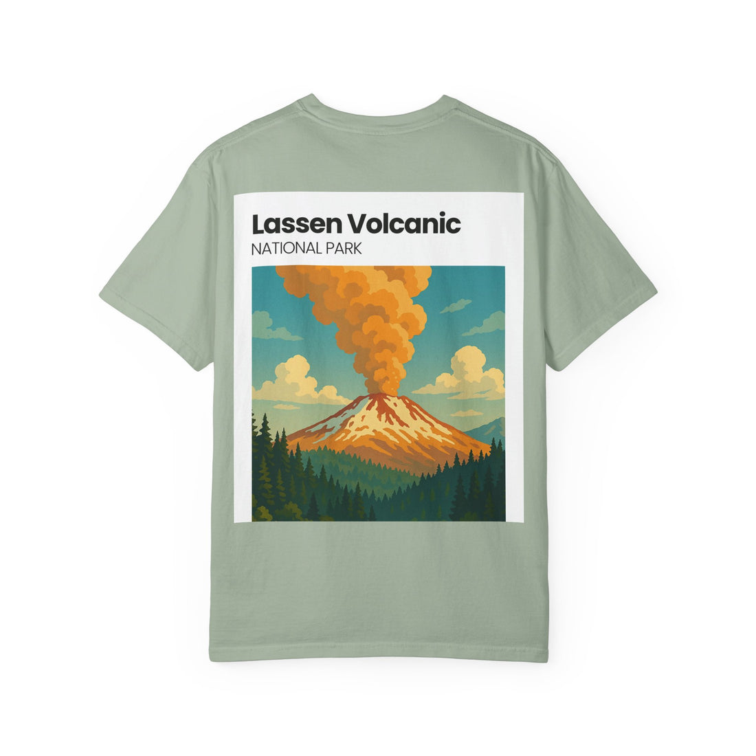 Lassen Volcanic Poster Art T-Shirt | Mountain Eruption Design